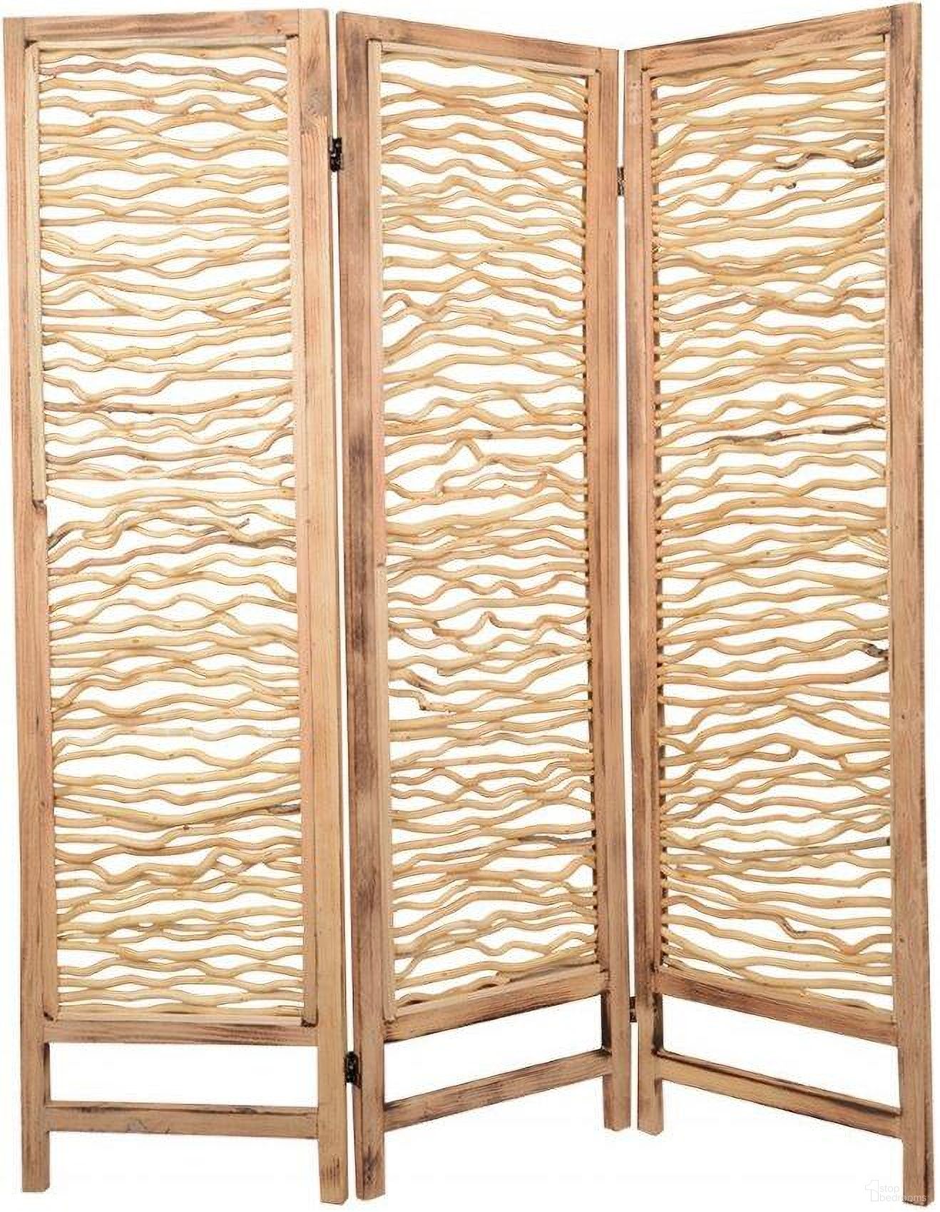 Homeroots Brown 3 Panel Wood Foldable Screen 274730
