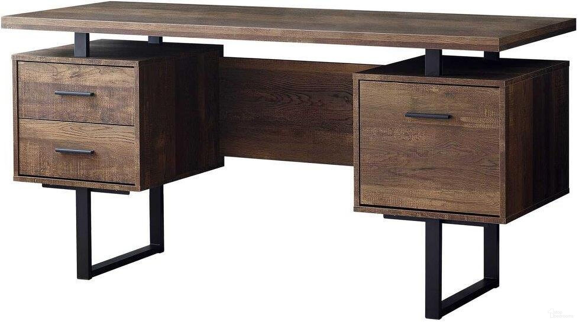 The appearance of Homeroots Brown Black Particle Board Hollow Core Metal Computer Desk 333517 designed by Homeroots in the modern / contemporary interior design. This black and brown piece of furniture was selected by 1StopBedrooms from to add a touch of cosiness and style into your home. Sku: 333517. Material: MDF.