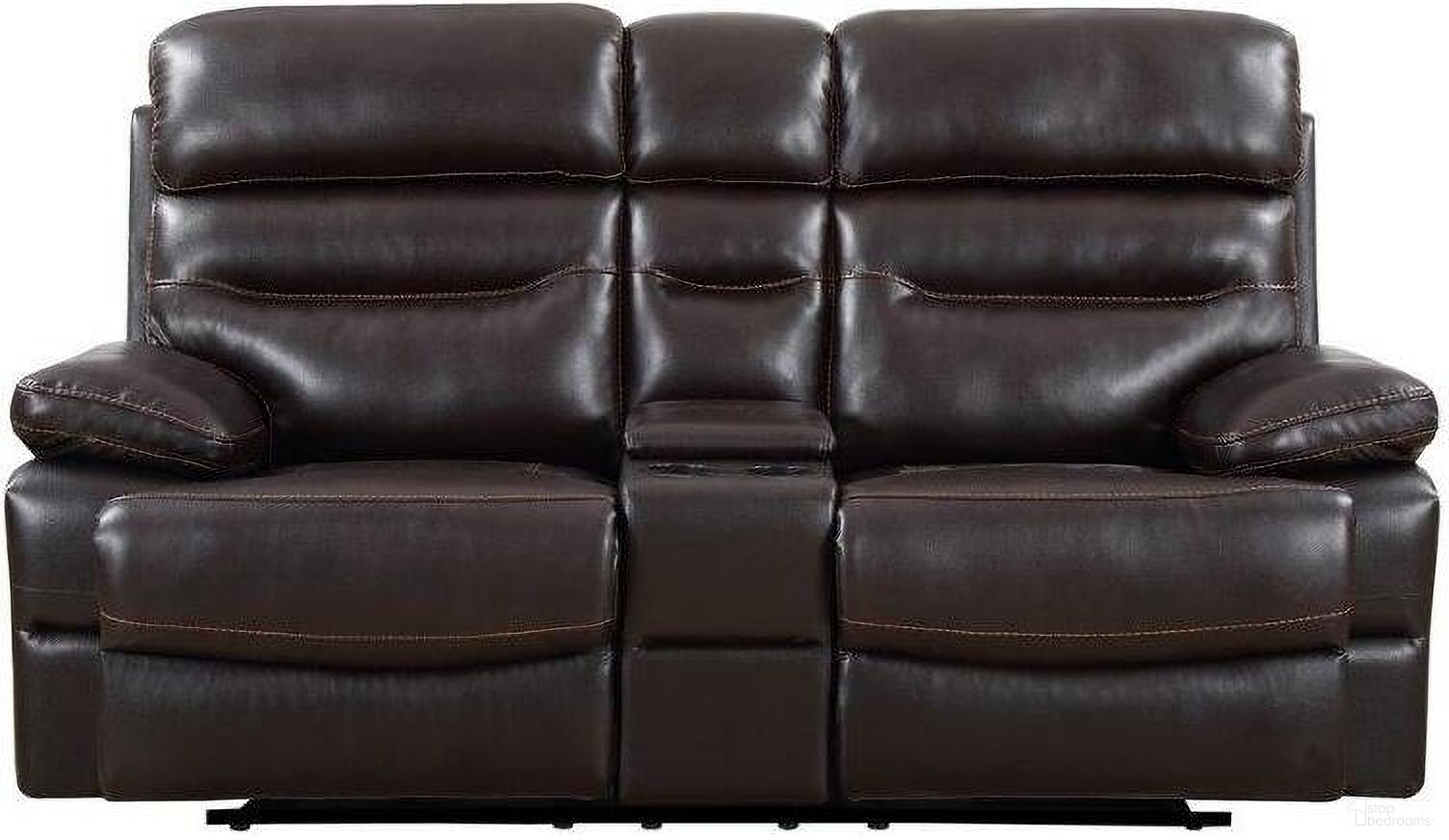 The appearance of Homeroots Brown Console Loveseat designed by Homeroots in the modern / contemporary interior design. This brown piece of furniture was selected by 1StopBedrooms from to add a touch of cosiness and style into your home. Sku: 366322. Material: Leather.