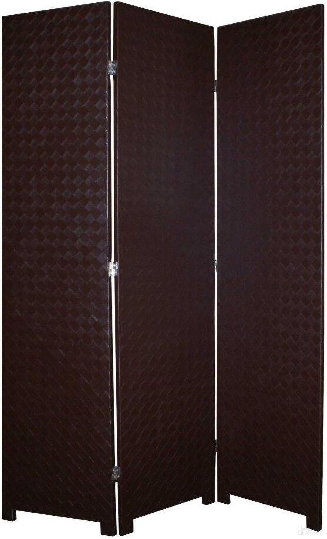 Homeroots Brown Criss Cross Faux Leather Screen