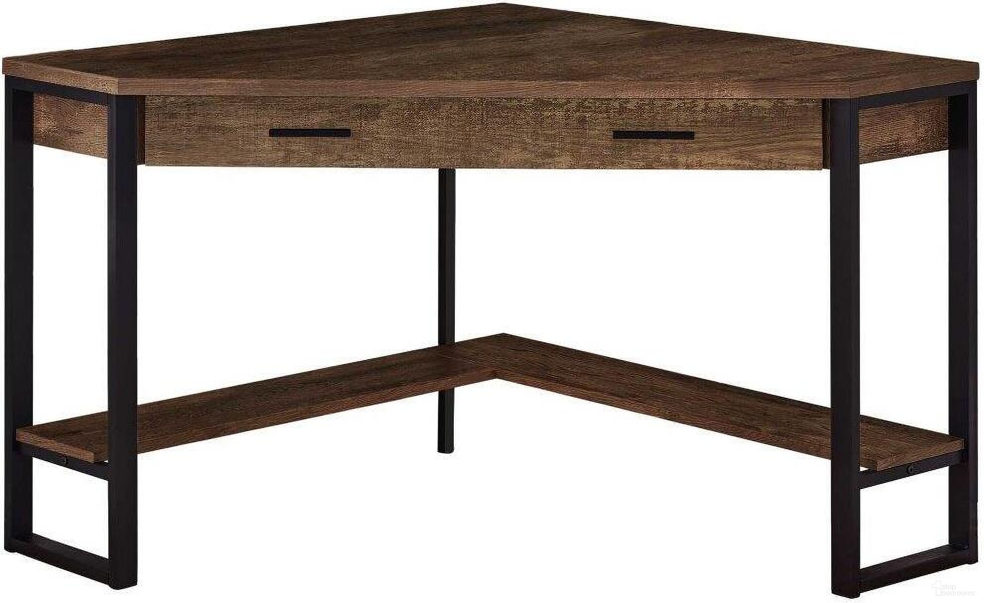 The appearance of Homeroots Brown Reclaimed Wood Corner Computer Desk designed by Homeroots in the modern / contemporary interior design. This black and brown piece of furniture  was selected by 1StopBedrooms from  to add a touch of cosiness and style into your home. Sku: 355735. Material: MDF.
