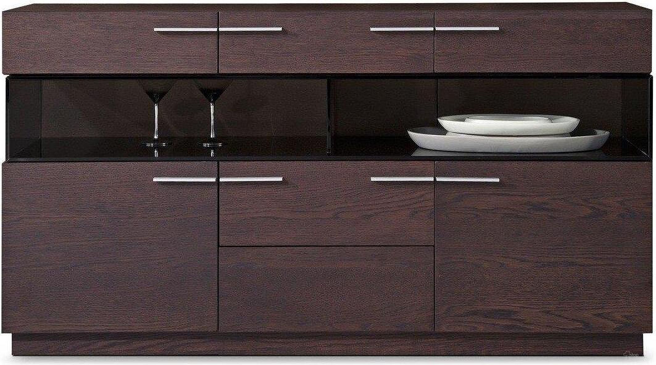 The appearance of Homeroots Brown Veneer And Glass Buffet designed by Homeroots in the modern / contemporary interior design. This brown piece of furniture  was selected by 1StopBedrooms from  to add a touch of cosiness and style into your home. Sku: 284410. Material: Wood Veneer.