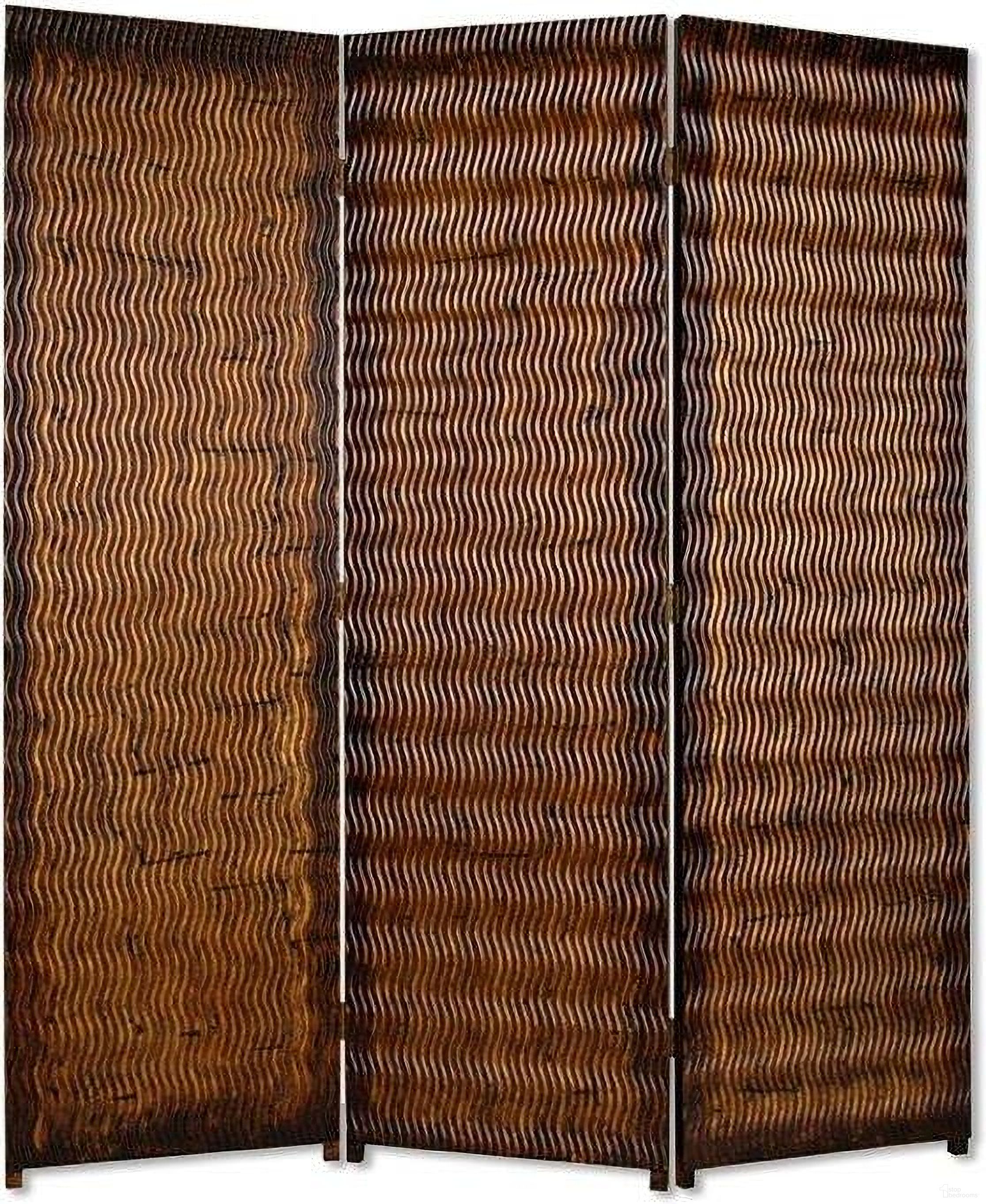 Homeroots Brown Wood 3 Panel Screen