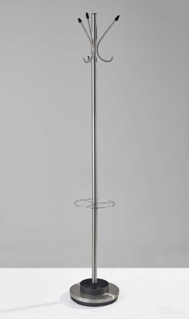 The appearance of Brushed Steel Stand And Coat Rack 372949 designed by Homeroots in the modern / contemporary interior design. This brushed steel piece of furniture was selected by 1StopBedrooms from to add a touch of cosiness and style into your home. Sku: 372949. Material: Steel.