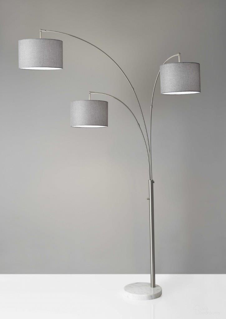 Homeroots Brushed Steel Metal 3 Arm Arc Lamp 372713