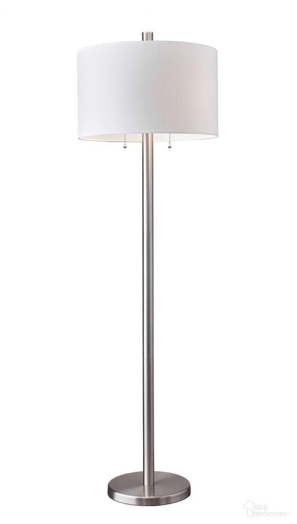 Homeroots Brushed Steel Metal Floor Lamp 372660