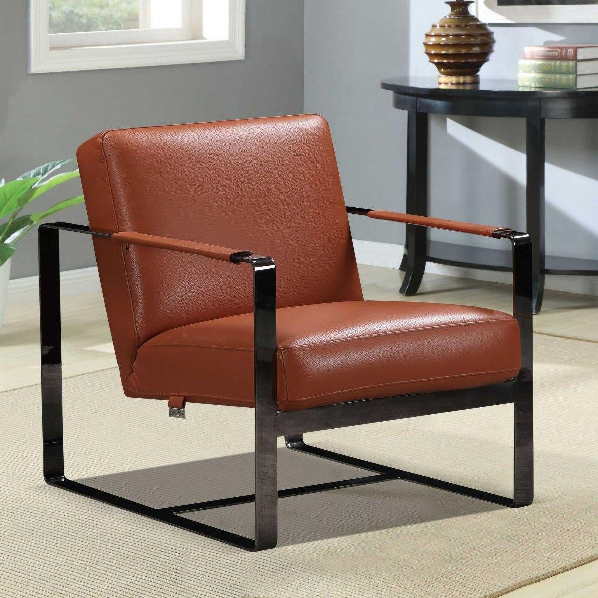 Homeroots Camel Leather Accent Chair