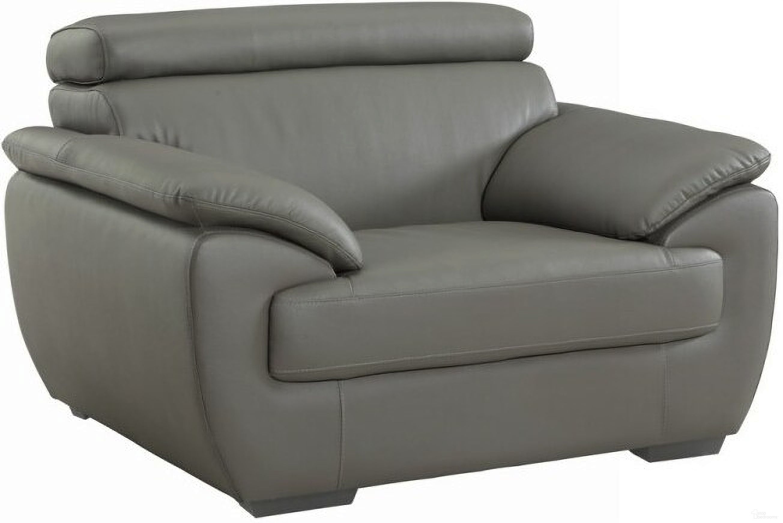 The appearance of Homeroots Captivating Grey Leather Chair designed by Homeroots in the modern / contemporary interior design. This gray piece of furniture was selected by 1StopBedrooms from to add a touch of cosiness and style into your home. Sku: 329529. Material: Leather.