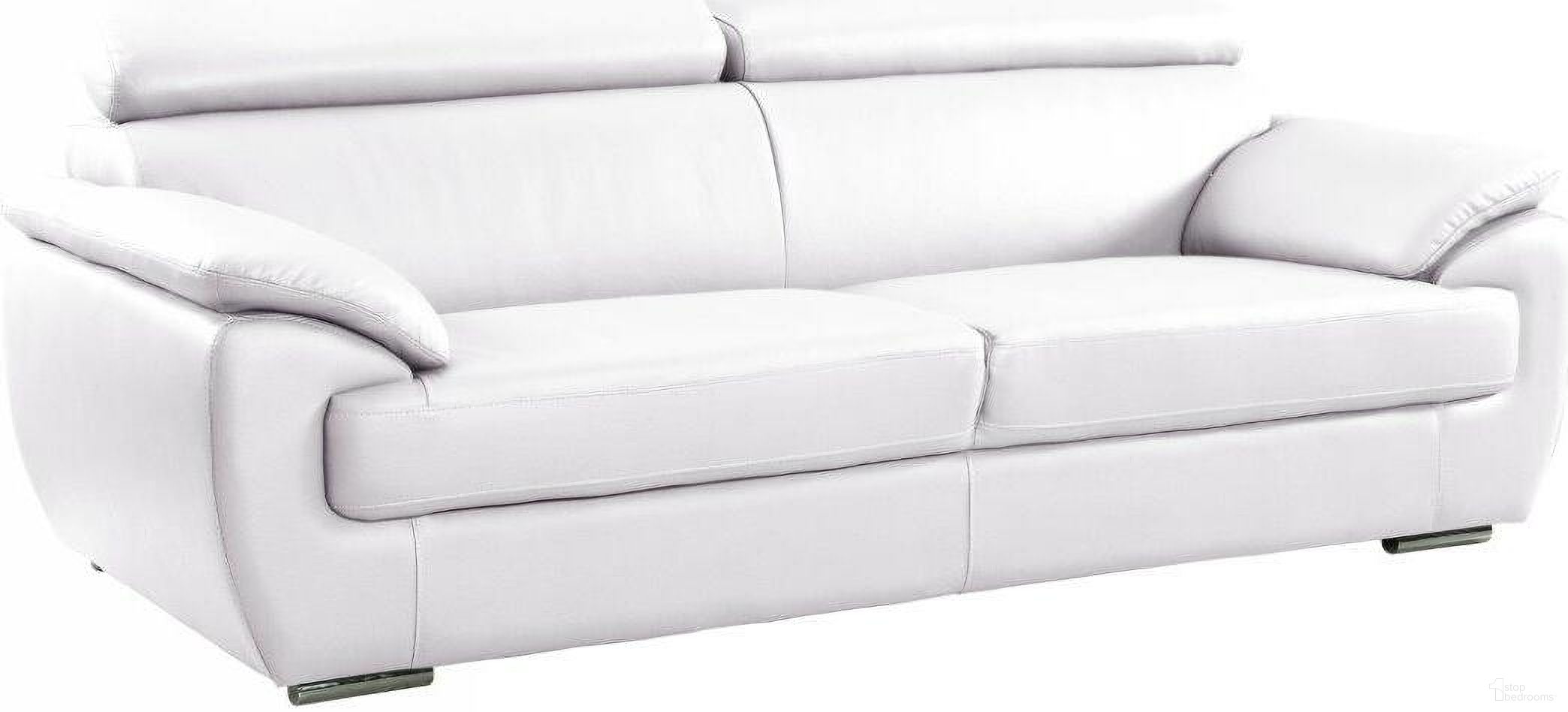 The appearance of Homeroots Captivating White Leather Sofa designed by Homeroots in the modern / contemporary interior design. This white piece of furniture was selected by 1StopBedrooms from to add a touch of cosiness and style into your home. Sku: 329523. Material: Leather.