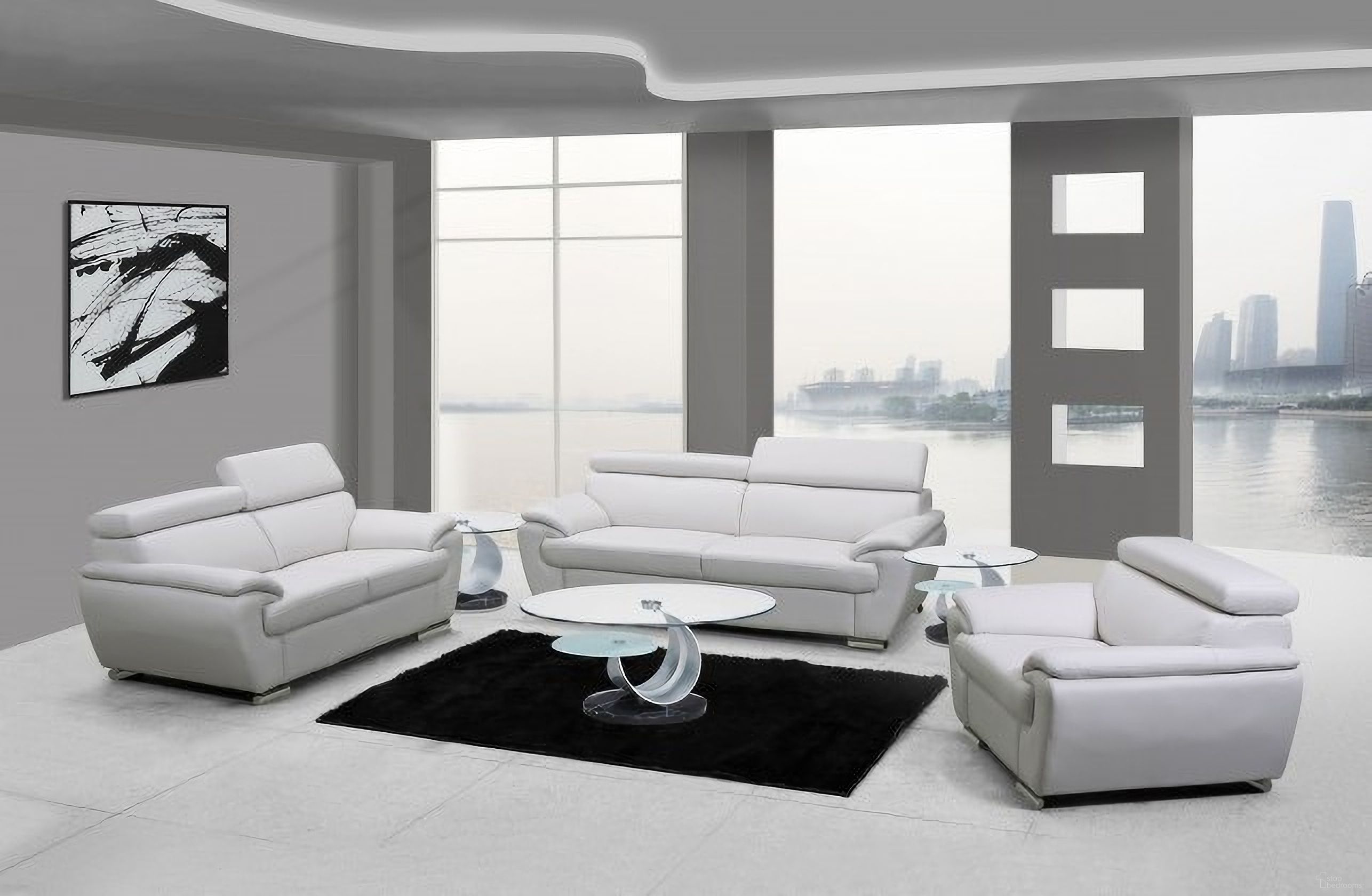 Homeroots Captivating White Leather Sofa Set