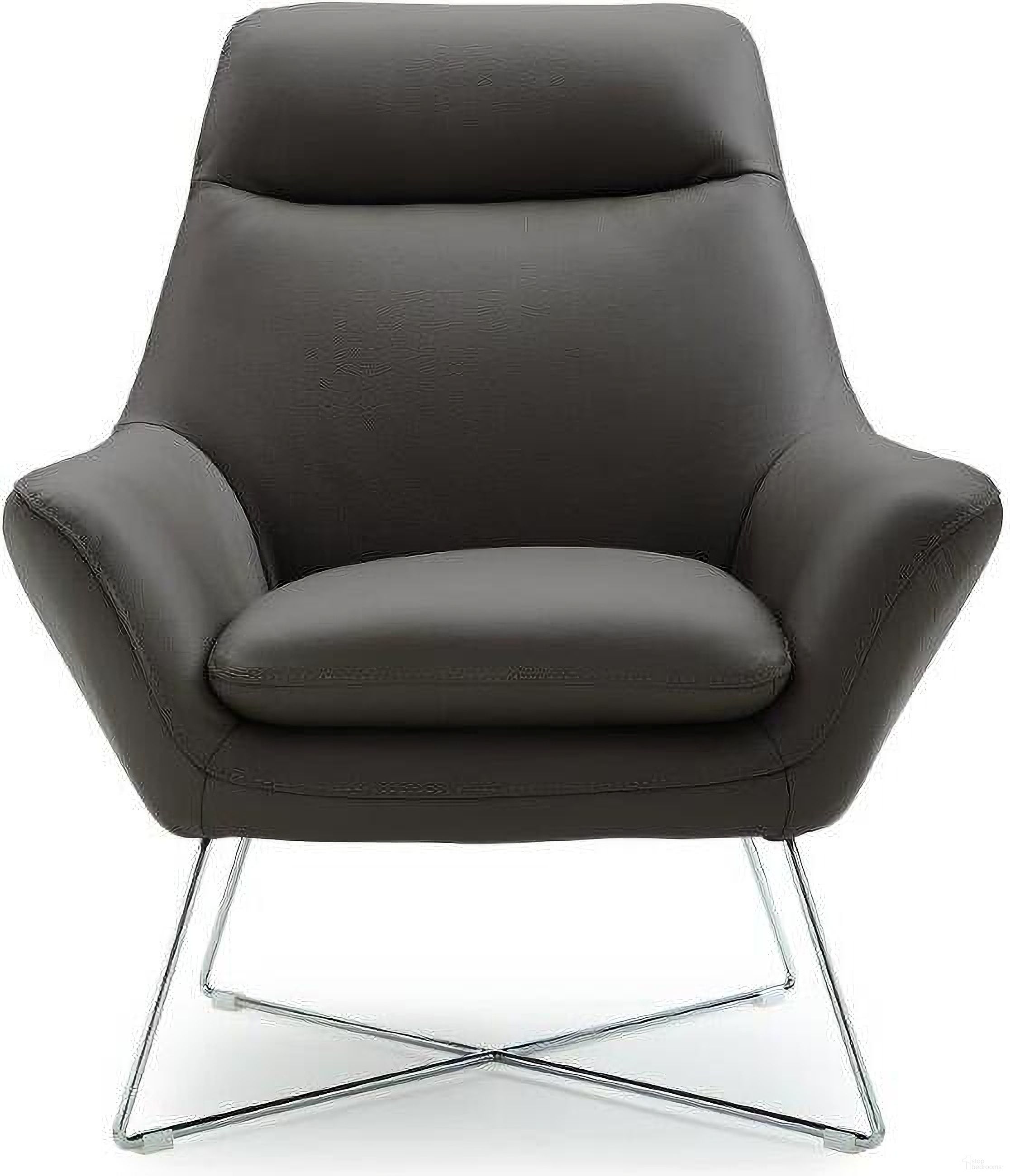 The appearance of Homeroots Chair Dark Gray Top Grain Italian Leather Stainless Steel Legs designed by Homeroots in the modern / contemporary interior design. This dark grey piece of furniture  was selected by 1StopBedrooms from  to add a touch of cosiness and style into your home. Sku: 320702. Material: Leather.