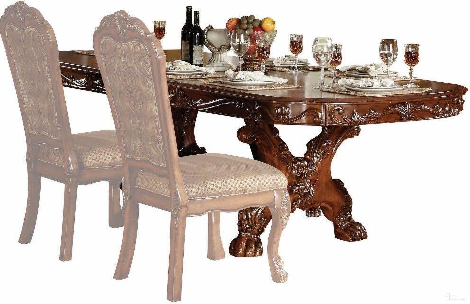 The appearance of Homeroots Cherry Oak Wood Poly Resin Dining Table With Trestle Pedestal designed by Homeroots in the traditional interior design. This cherry oak piece of furniture  was selected by 1StopBedrooms from  to add a touch of cosiness and style into your home. Sku: 347002. Table Base Style: Trestle. Material: Wood. Table Top Shape: Rectangular. Size: 108" x 46".