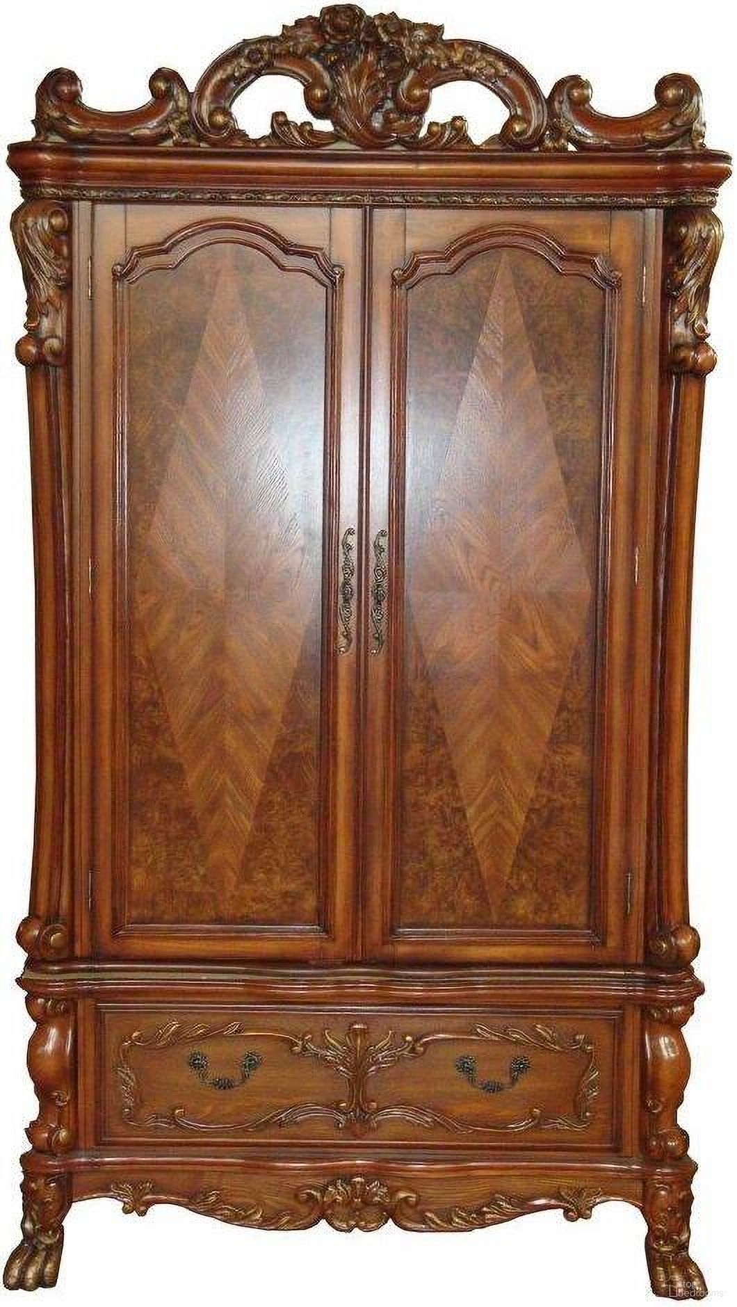 Homeroots Cherry Oak Wood Poly Resin Tv Armoire