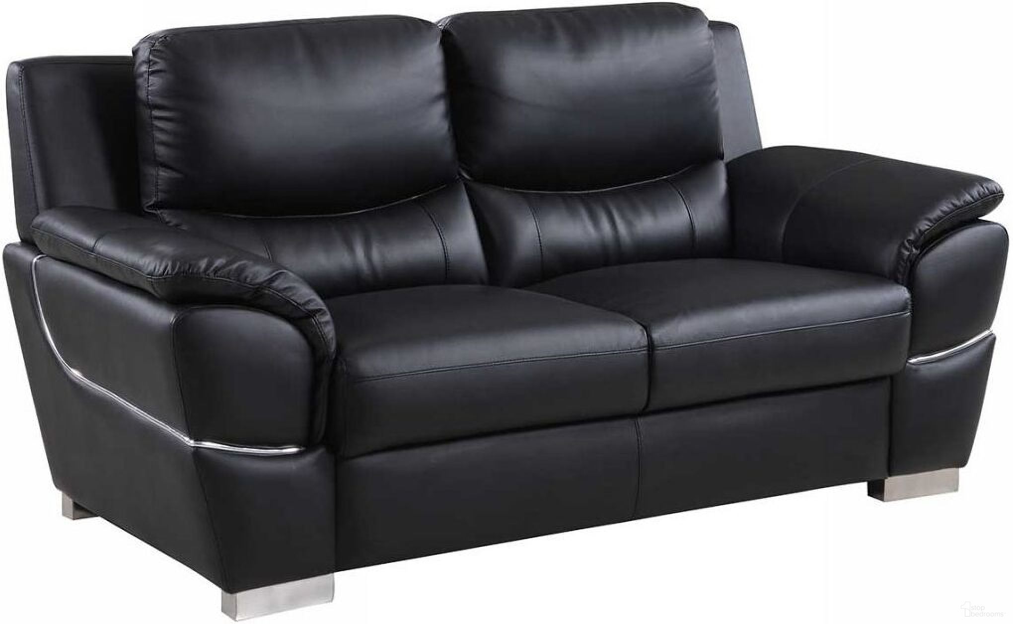 The appearance of Homeroots Chic Black Leather Loveseat 329476 designed by Homeroots in the modern / contemporary interior design. This black piece of furniture was selected by 1StopBedrooms from to add a touch of cosiness and style into your home. Sku: 329476. Material: Leather.