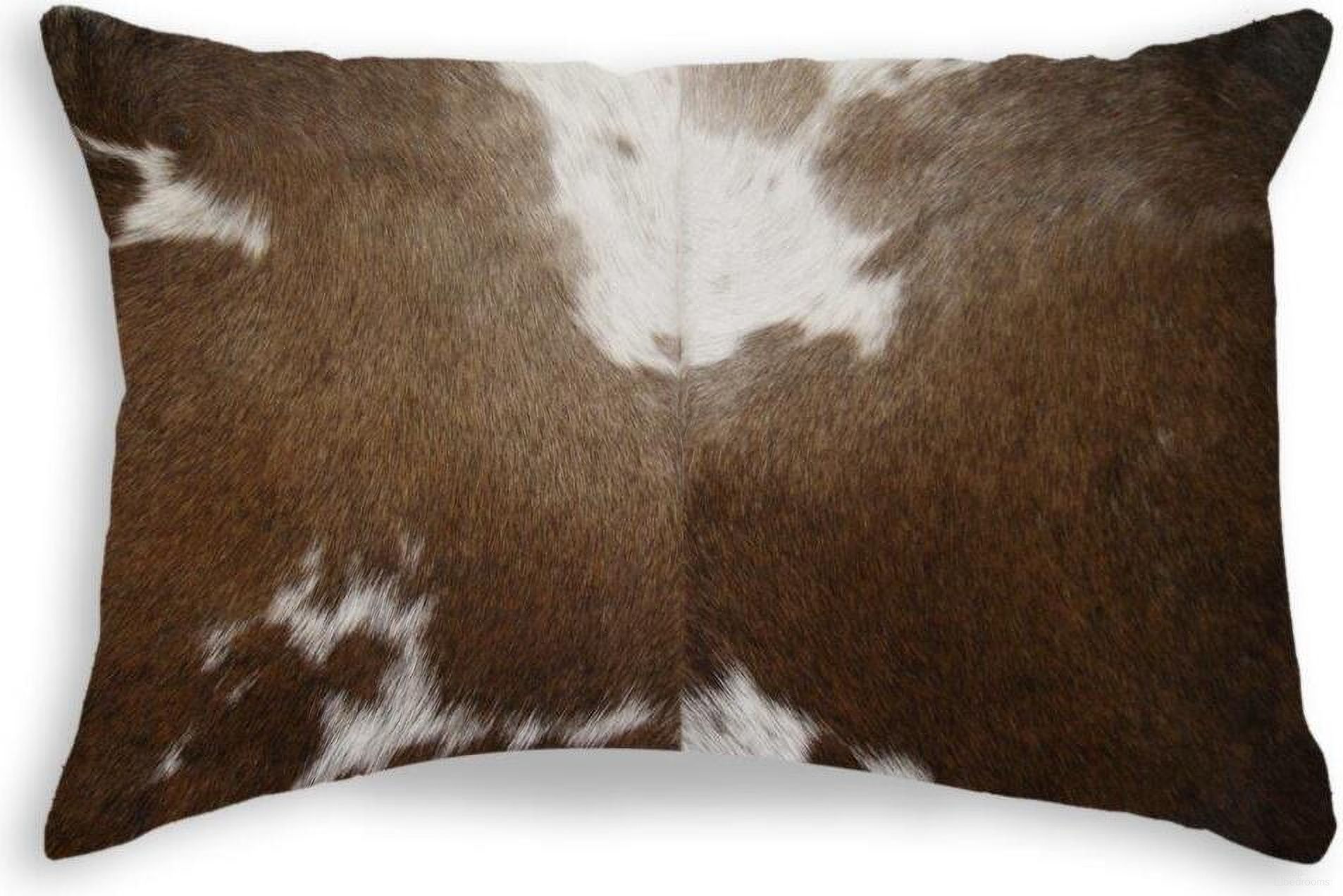 Homeroots Chocolate And White Torino Kobe Cowhide Pillow
