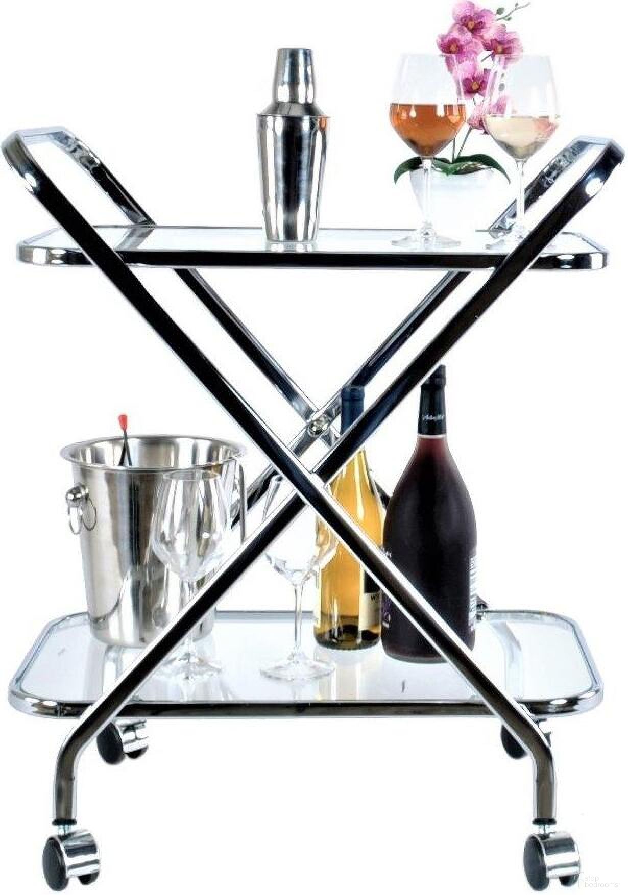 Homeroots Chrome X Shape Bar Cart