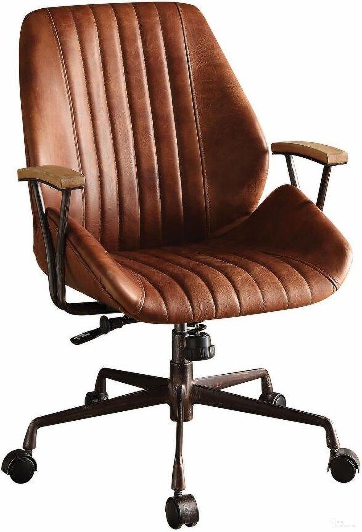 Homeroots Cocoa Top Grain Leather Office Chair