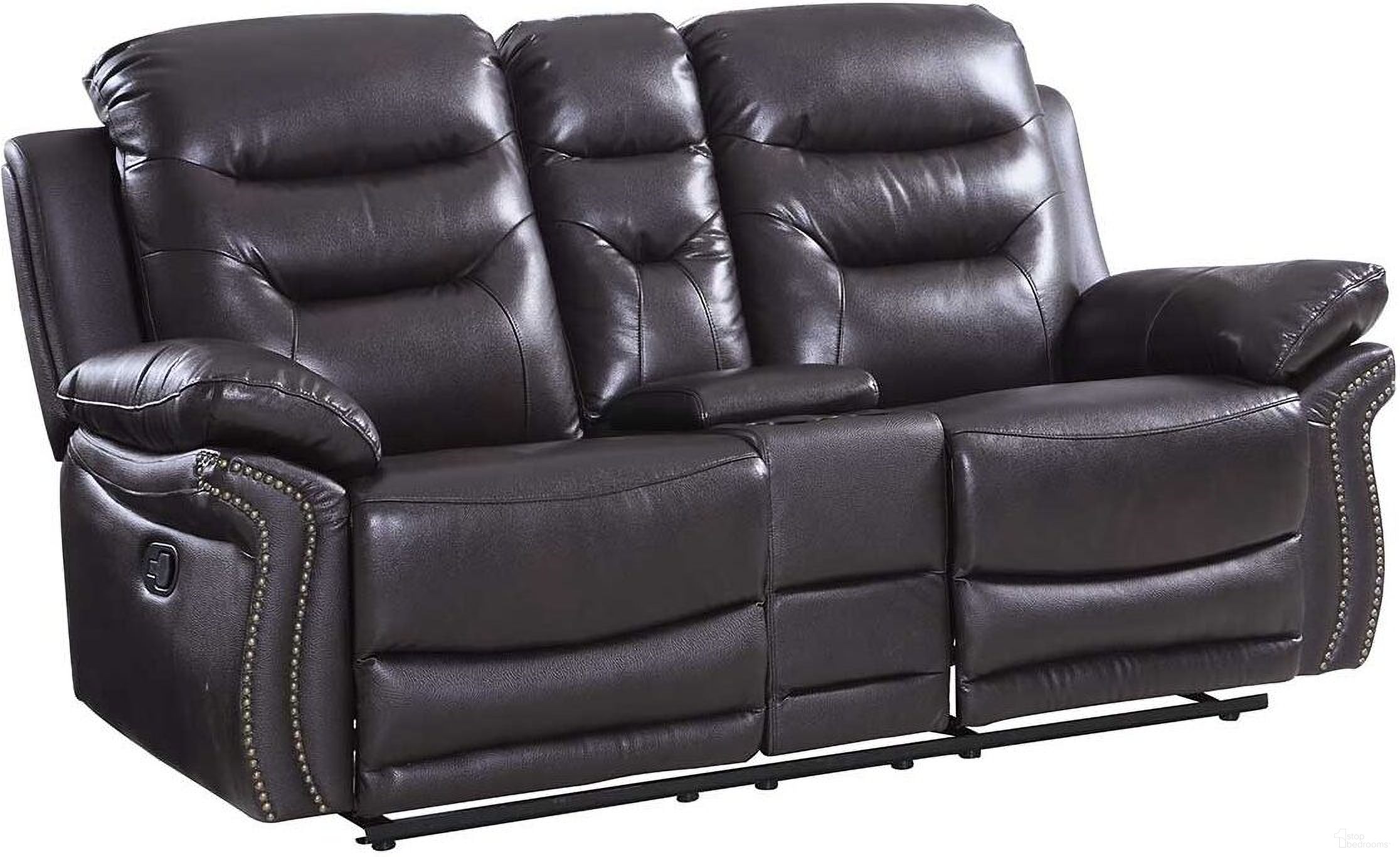 The appearance of Homeroots Comfortable Brown Leather Console Loveseat designed by Homeroots in the transitional interior design. This brown piece of furniture was selected by 1StopBedrooms from to add a touch of cosiness and style into your home. Sku: 329418. Material: Leather.