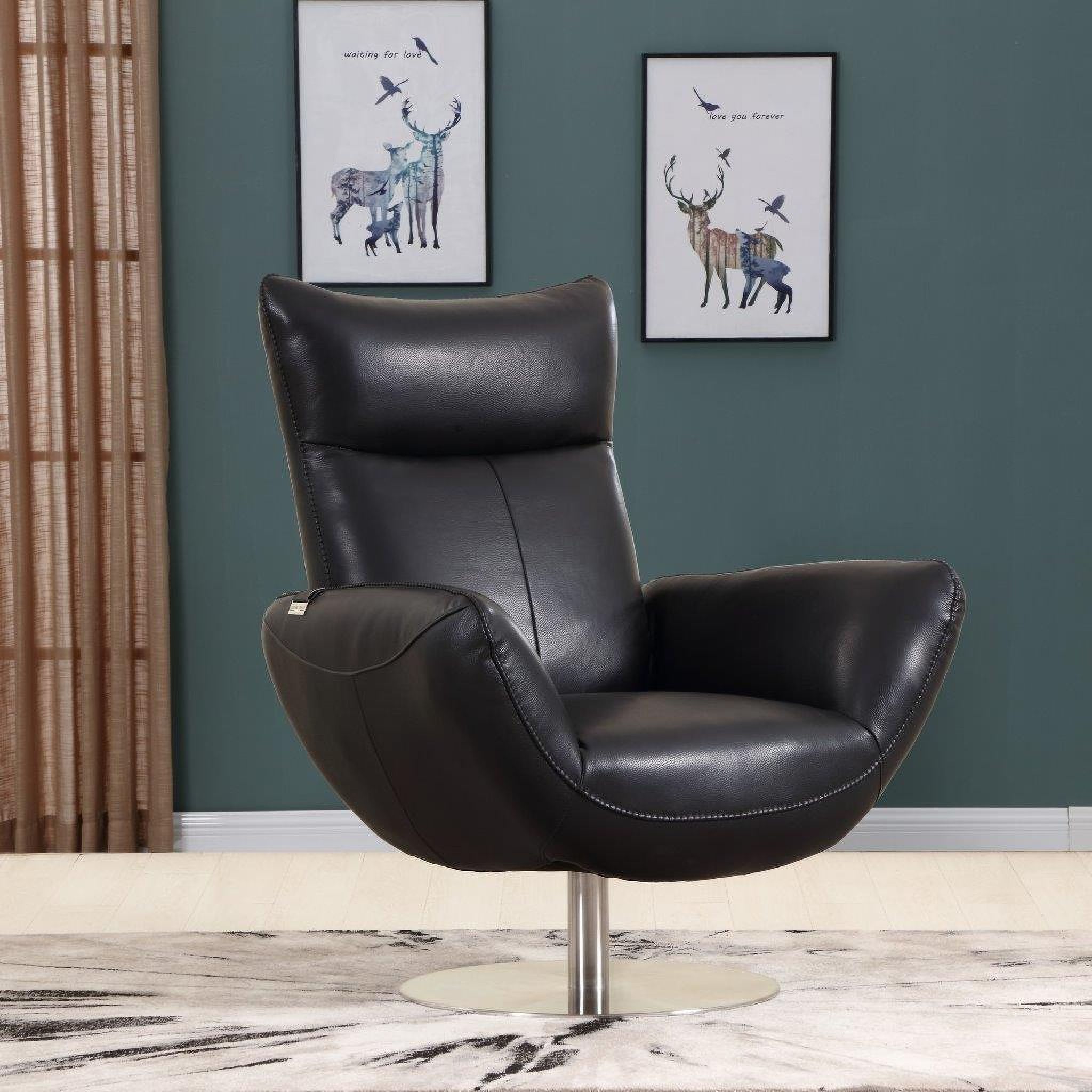 The appearance of Homeroots Contemporary Black Leather Lounge Chair designed by Homeroots in the modern / contemporary interior design. This black piece of furniture was selected by 1StopBedrooms from to add a touch of cosiness and style into your home. Sku: 329697. Material: Leather.