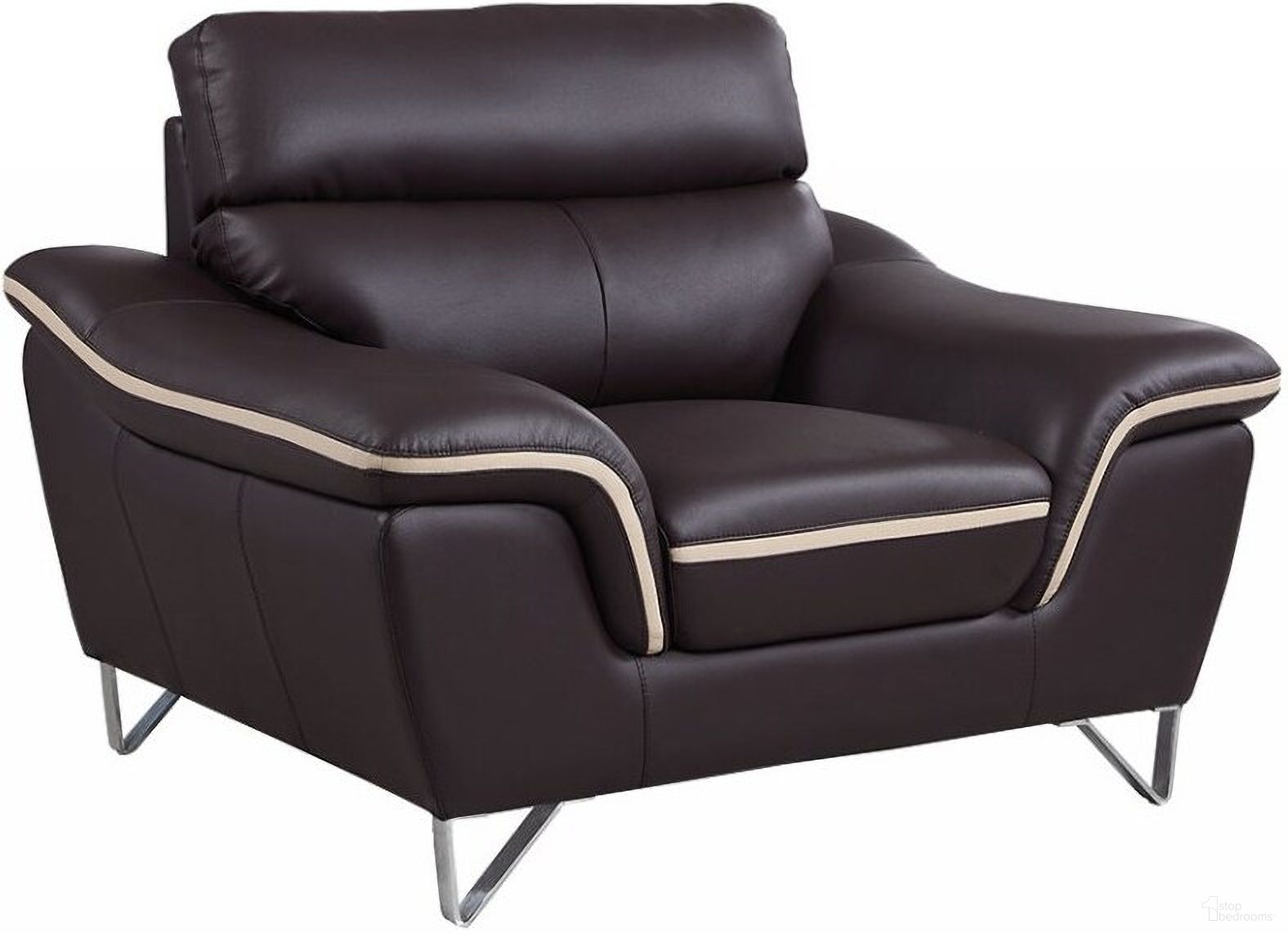 Homeroots Contemporary Brown Leather Chair