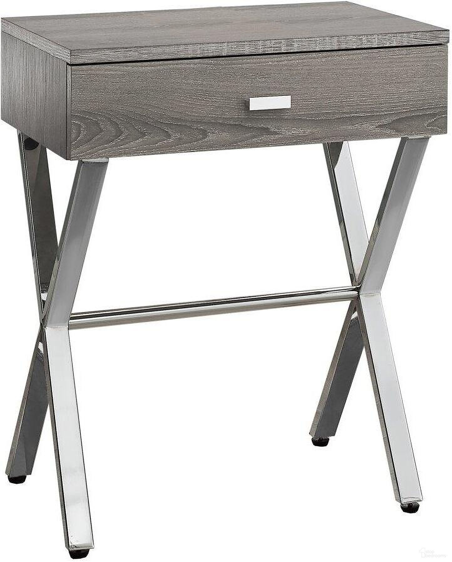 Homeroots Dark Taupe Chrome Metal Accent Table
