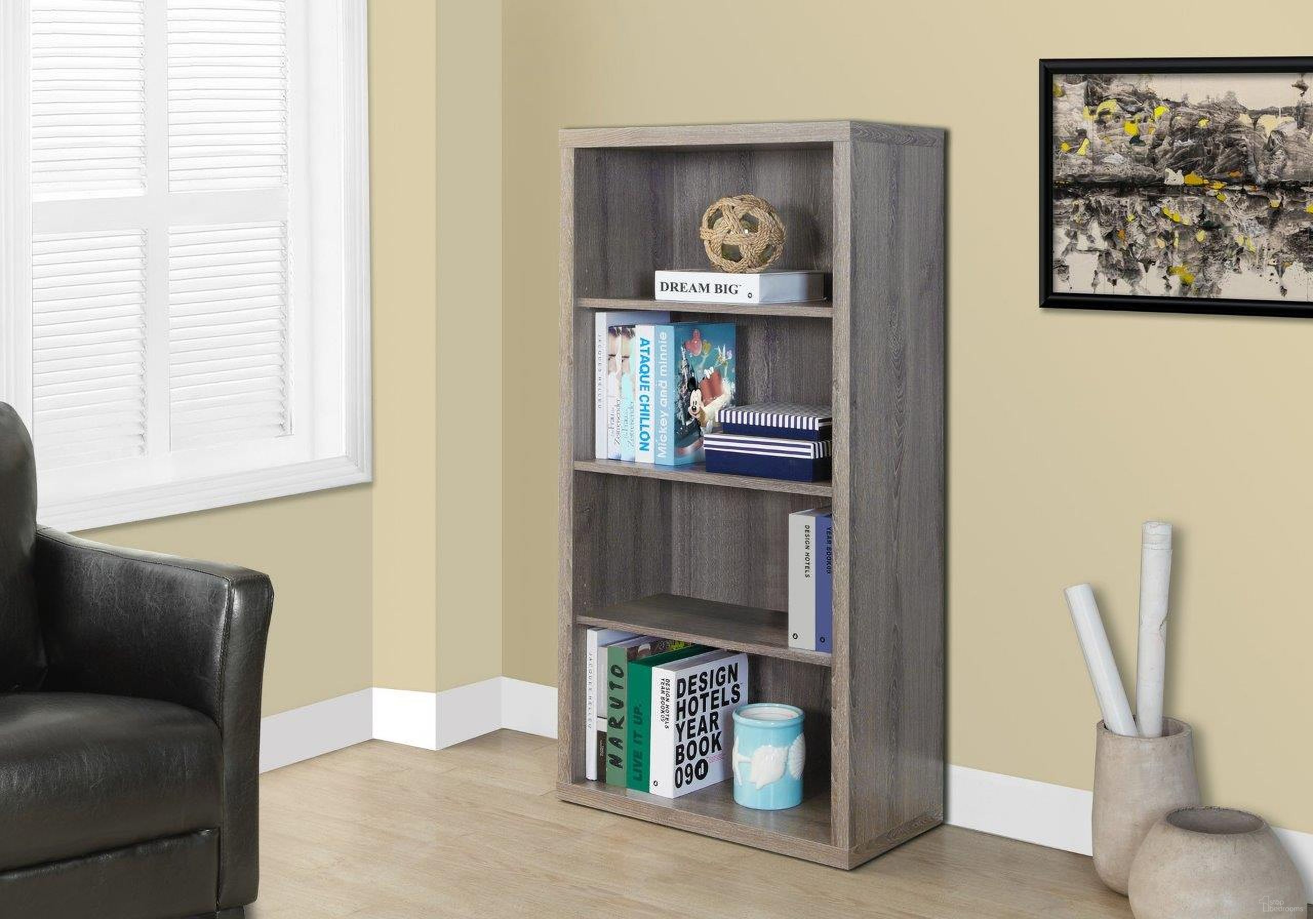 The appearance of Homeroots Dark Taupe Particle Board And Mdf Bookshelf With Adjustable Shelves designed by Homeroots in the modern / contemporary interior design. This dark taupe piece of furniture was selected by 1StopBedrooms from to add a touch of cosiness and style into your home. Sku: 333358. Material: MDF.