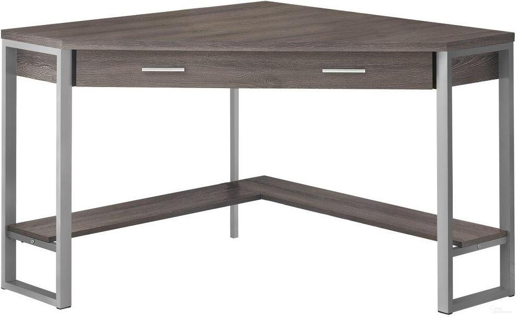 Homeroots Dark Taupe Silver Particle Board Hollow Core Metal Computer Desk 333554