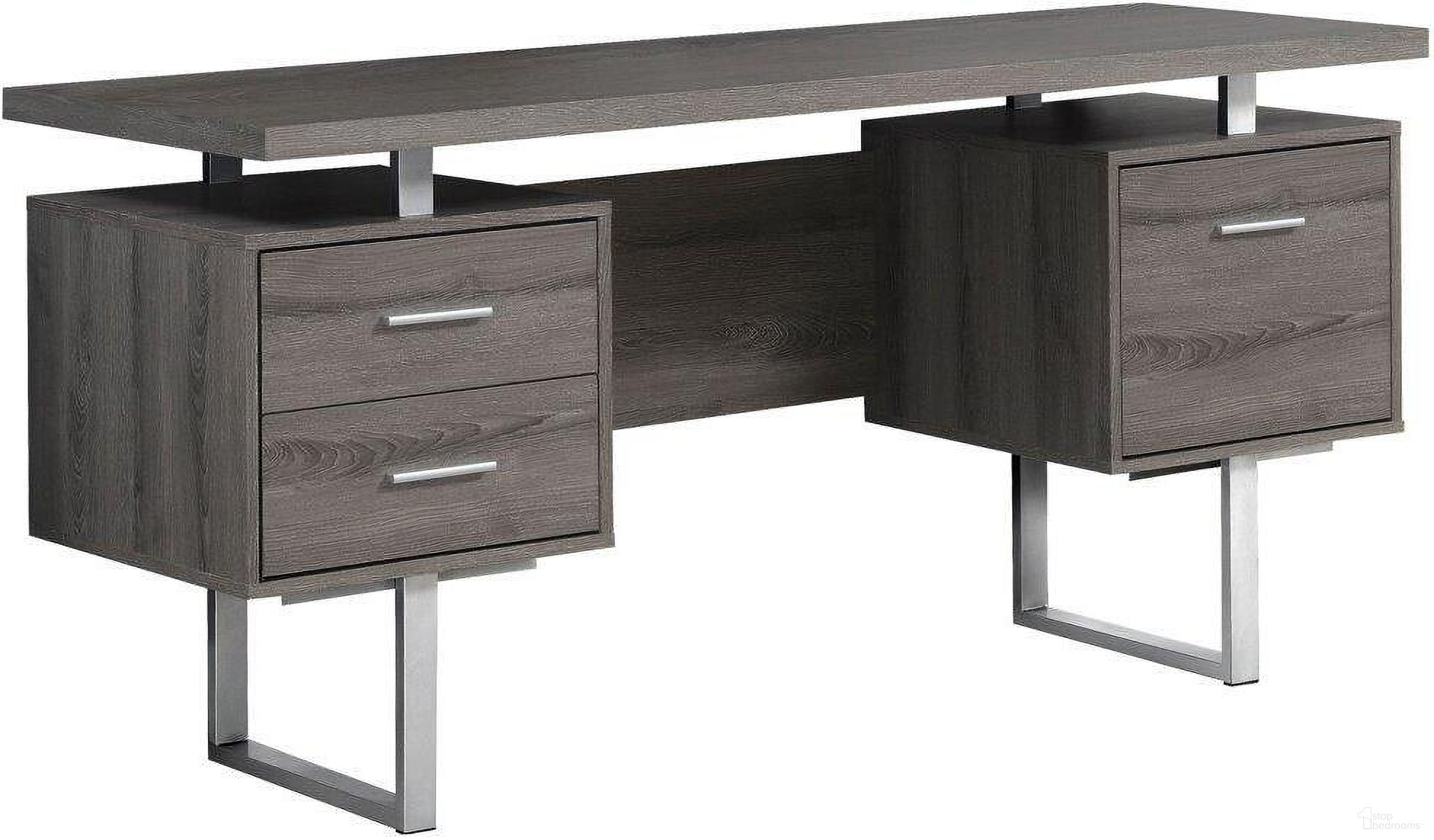 The appearance of Dark Taupe Silver Particle Board Hollow Core Metal Computer Desk 333368 designed by Homeroots in the modern / contemporary interior design. This dark taupe piece of furniture  was selected by 1StopBedrooms from  to add a touch of cosiness and style into your home. Sku: 333368. Material: MDF.