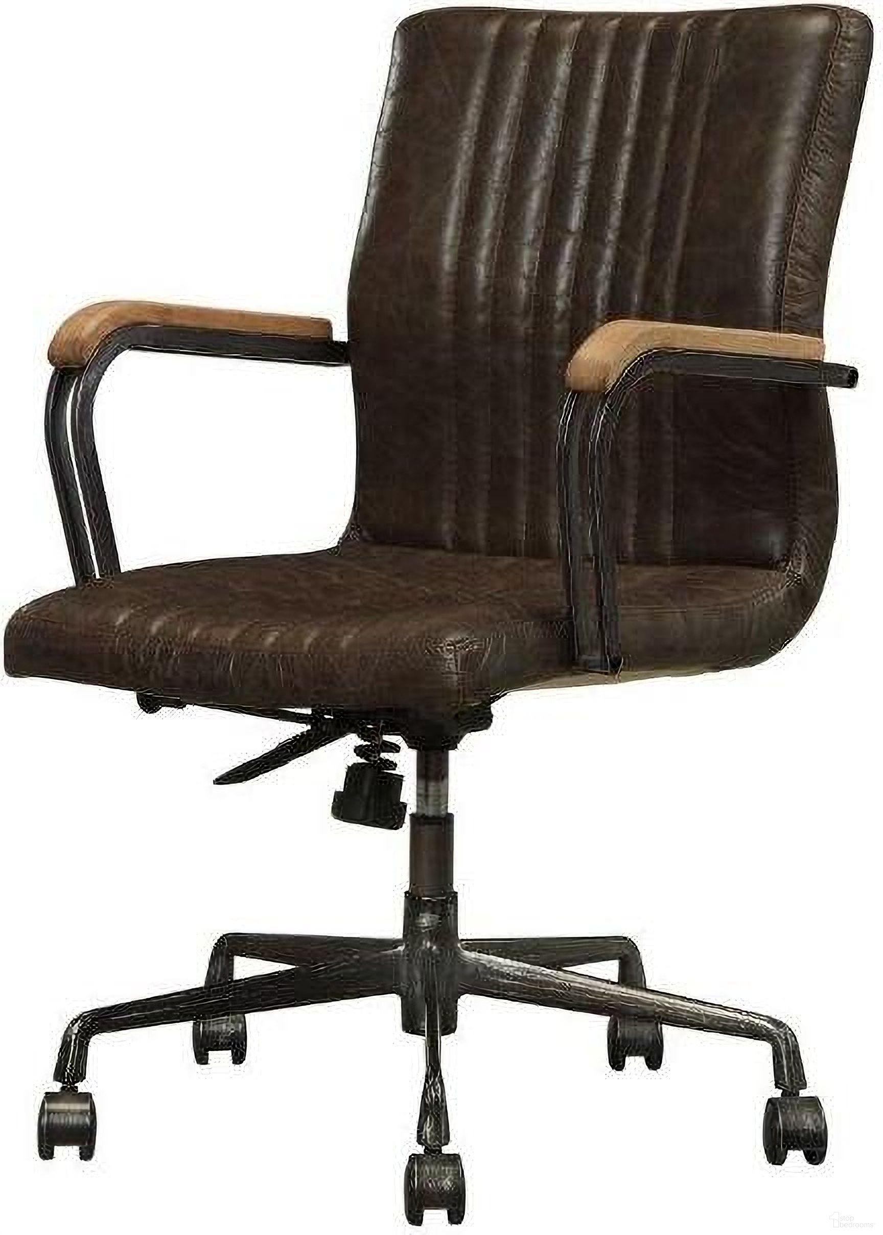 Homeroots Distressed Chocolate Top Grain Leather Ex Ecutive Office Chair 319064