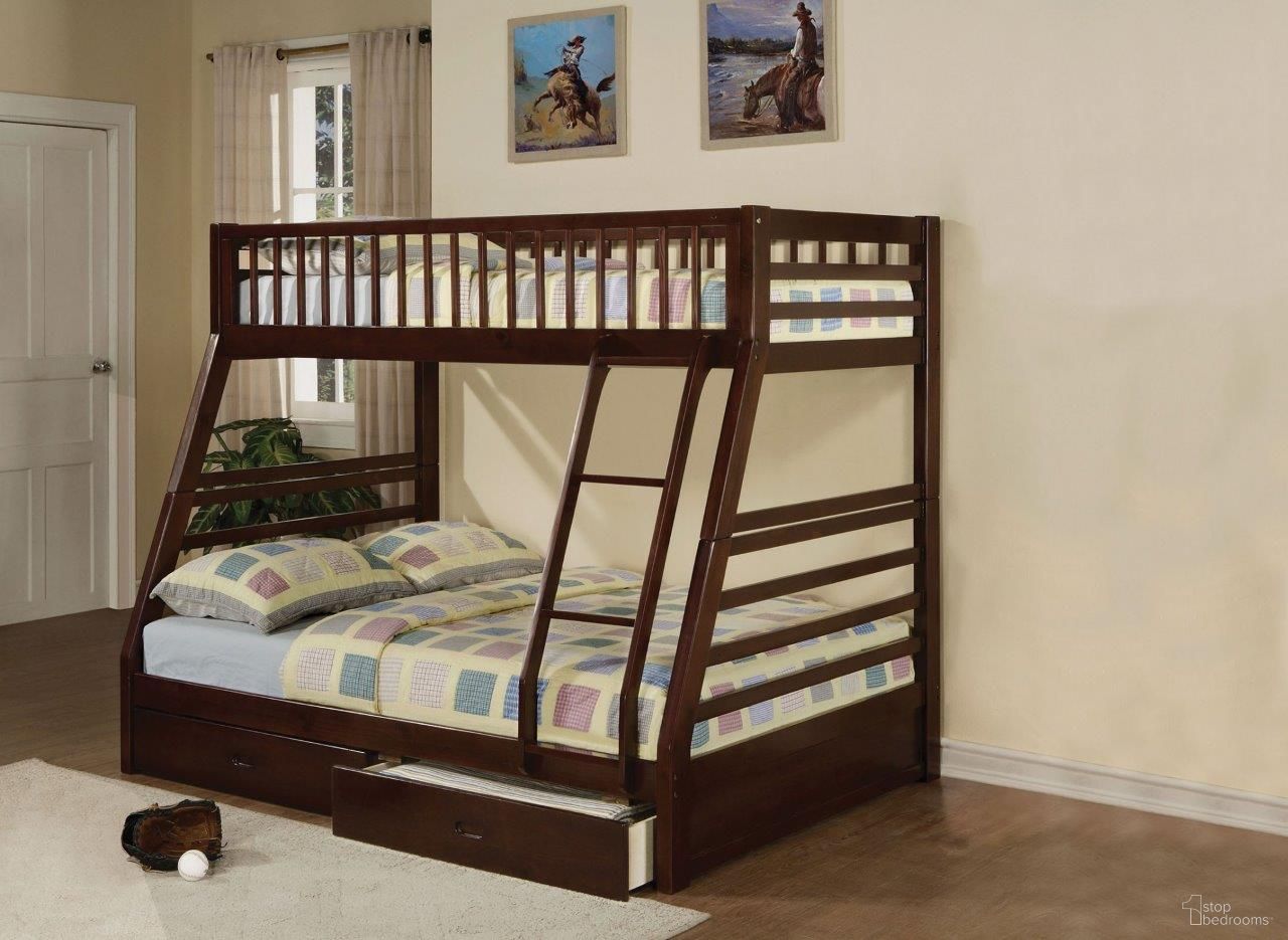 The appearance of Homeroots Epresso Pine Wood Twin Over Full Bunk Bed 286524 designed by Homeroots in the modern / contemporary interior design. This espresso piece of furniture was selected by 1StopBedrooms from to add a touch of cosiness and style into your home. Sku: 286524. Bed Type: Bunk Bed. Material: Wood. Bed Size: Twin Over Full.