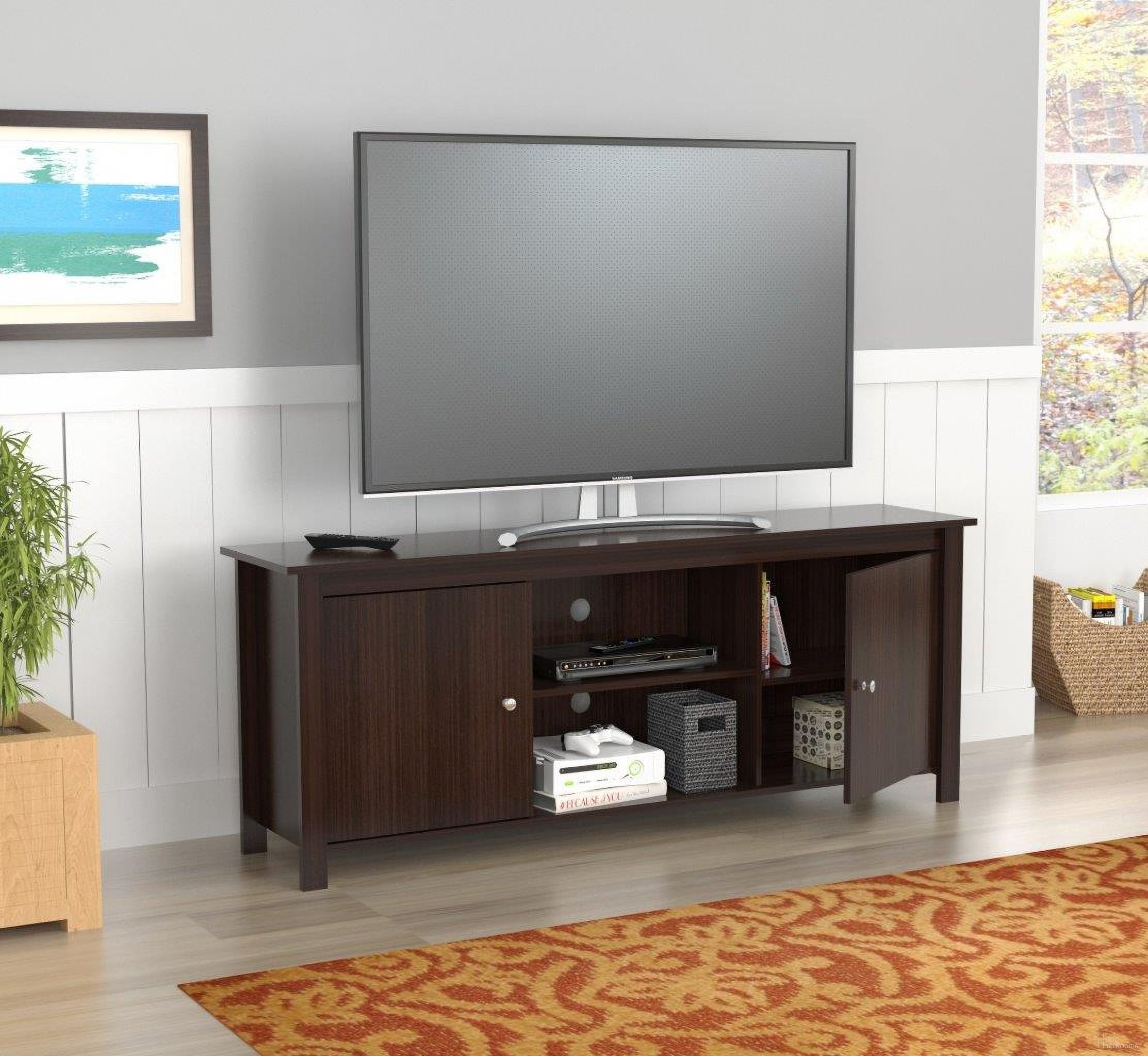 Homeroots Espresso Melamine And Engineered Wood Tv Stand 249829