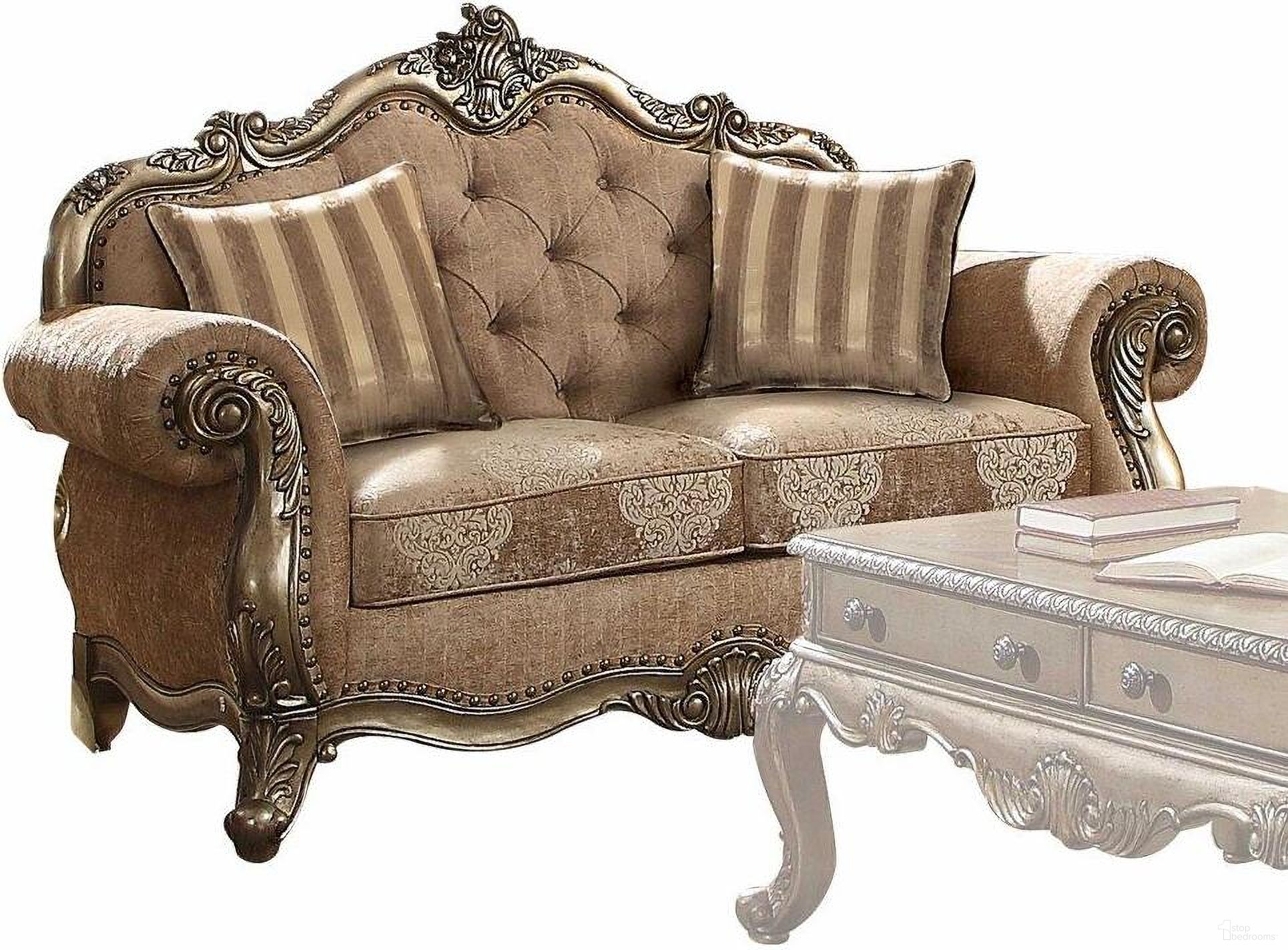 The appearance of Homeroots Fabric Vintage Oak Upholstery Poly Resin Loveseat With 2 Pillows designed by Homeroots in the rustic / southwestern interior design. This vintage oak piece of furniture was selected by 1StopBedrooms from to add a touch of cosiness and style into your home. Sku: 347290. Material: Porcelain.