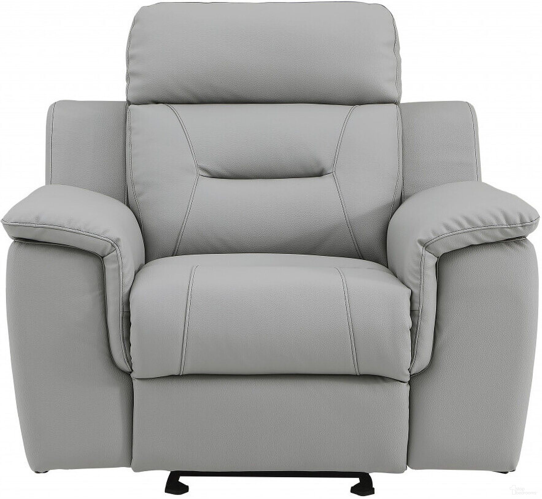 The appearance of Homeroots Fascinating Grey Leather Chair designed by Homeroots in the modern / contemporary interior design. This gray piece of furniture  was selected by 1StopBedrooms from  to add a touch of cosiness and style into your home. Sku: 329544. Material: Leather.
