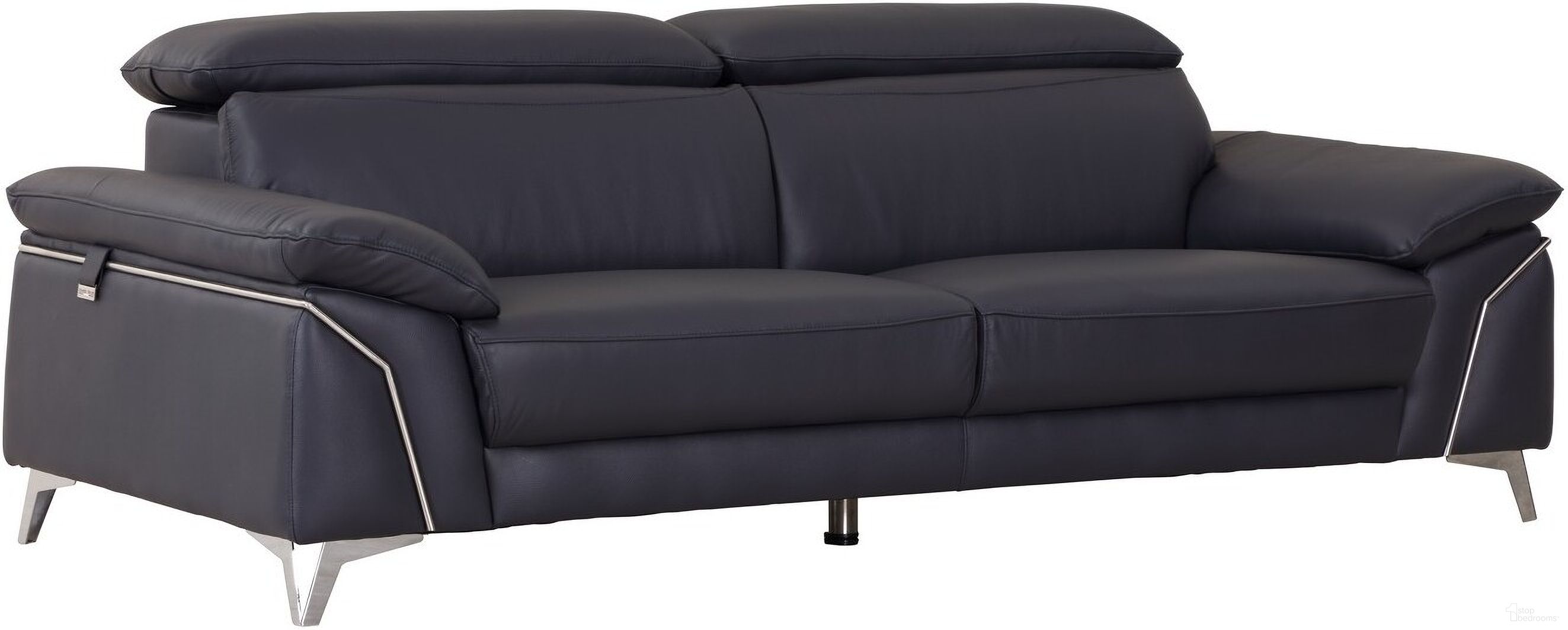 Homeroots Fashionable Navy Leather Sofa