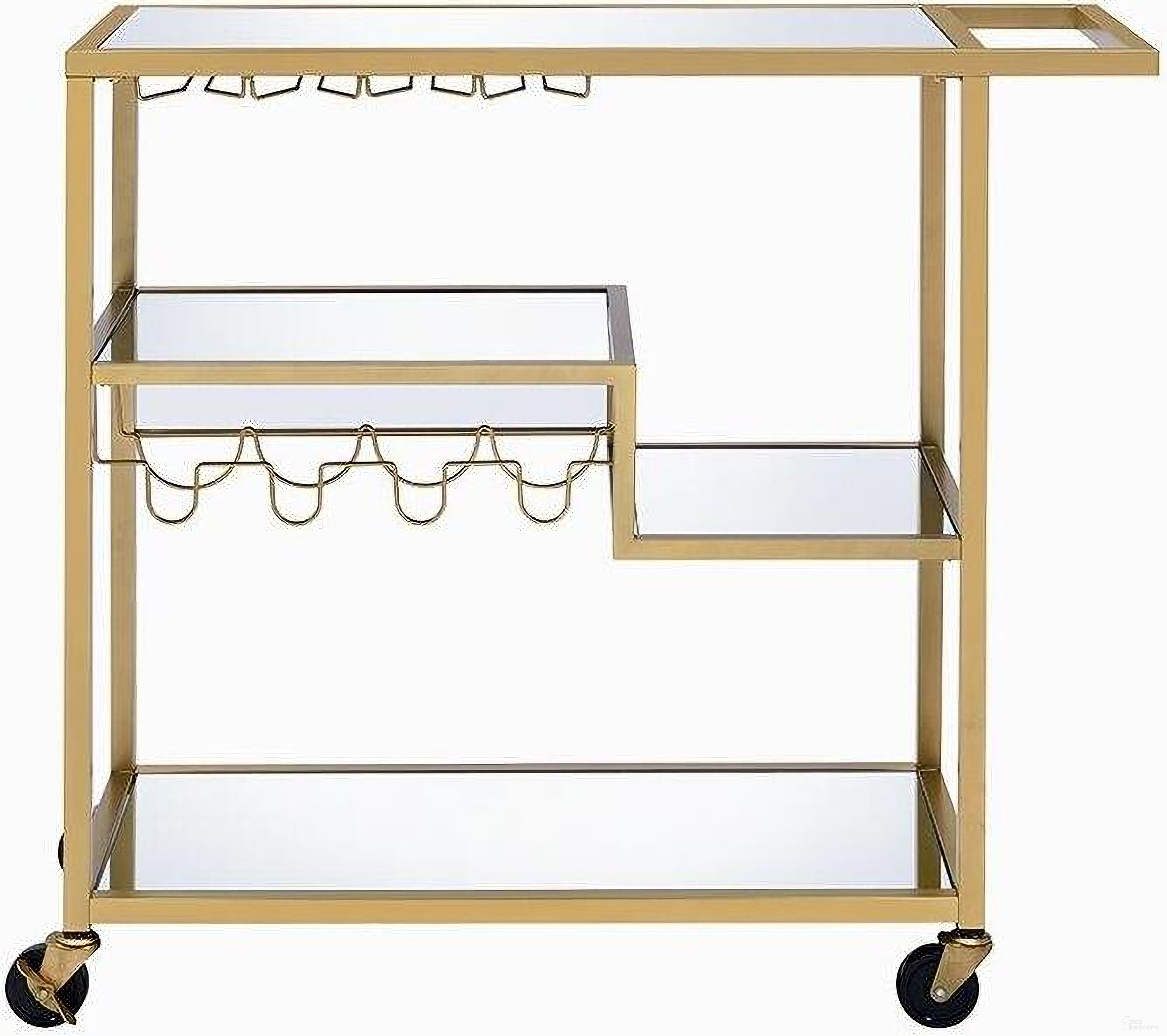 The appearance of Homeroots Gold And Clear Glass Serving Cart designed by Homeroots in the modern / contemporary interior design. This gold piece of furniture was selected by 1StopBedrooms from to add a touch of cosiness and style into your home. Sku: 319143. Material: Metal.