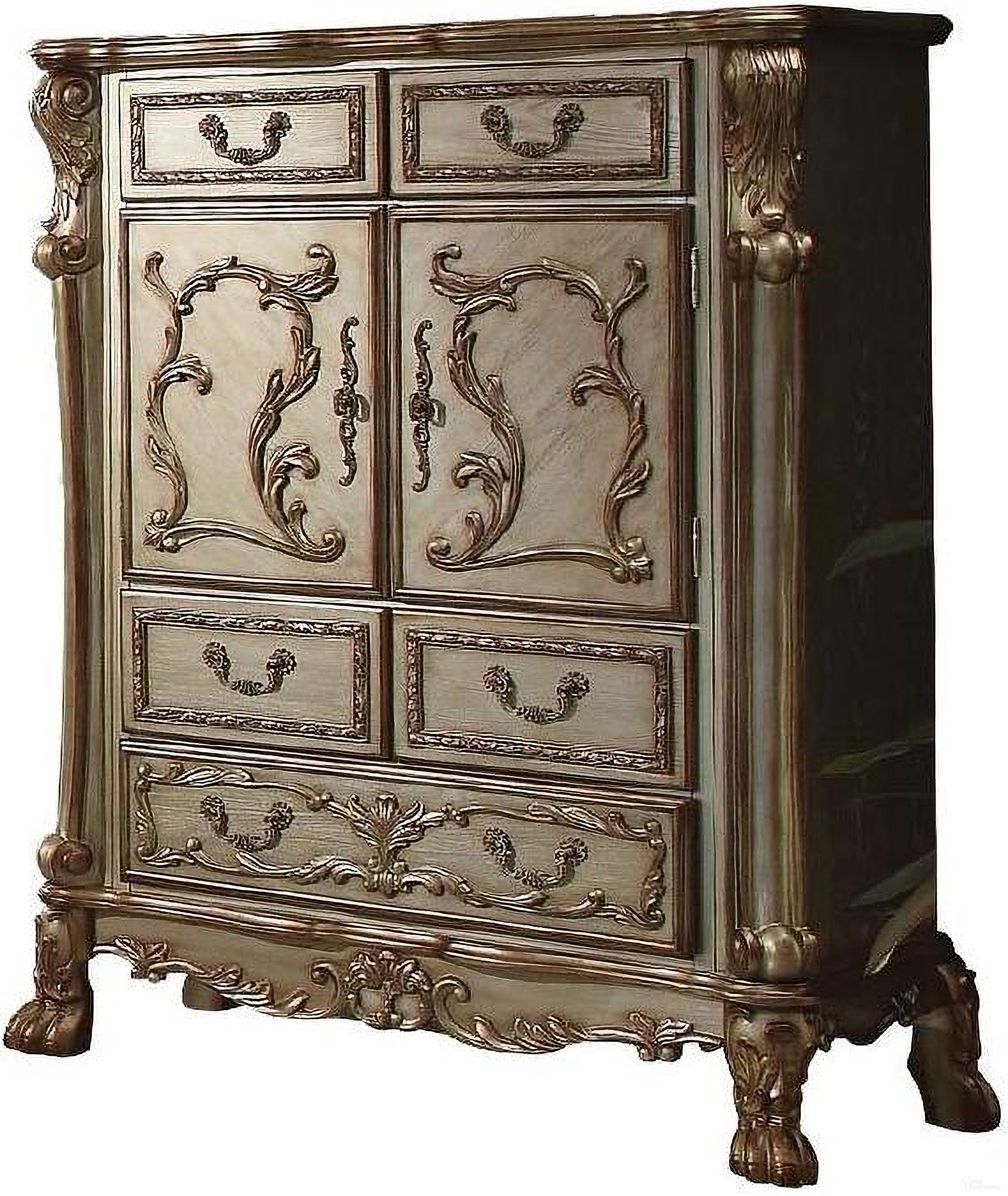 Homeroots Gold Patina Bone Wood Poly Resin Chest