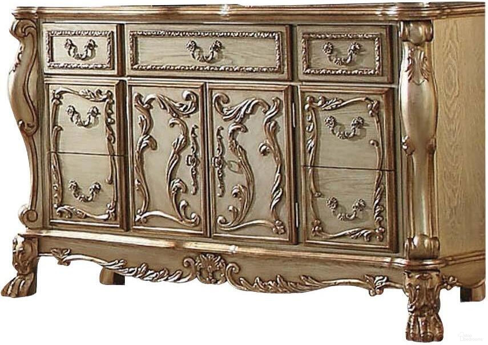 The appearance of Homeroots Gold Patina Bone Wood Poly Resin Dresser And Server designed by Homeroots in the traditional interior design. This gold piece of furniture  was selected by 1StopBedrooms from  to add a touch of cosiness and style into your home. Sku: 347057. Material: Wood.
