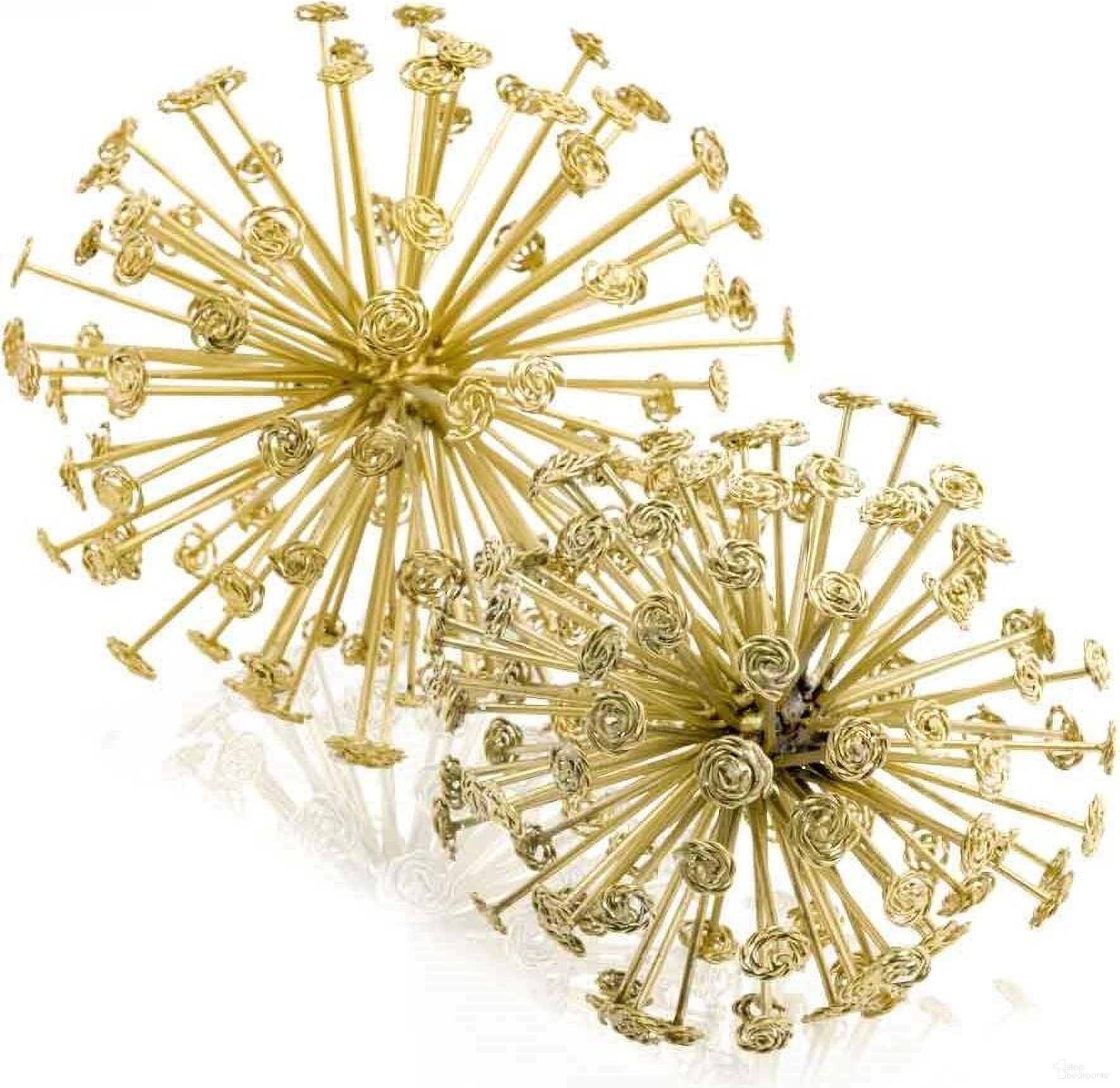 Homeroots Gold Starburst Spheres Set Of 2