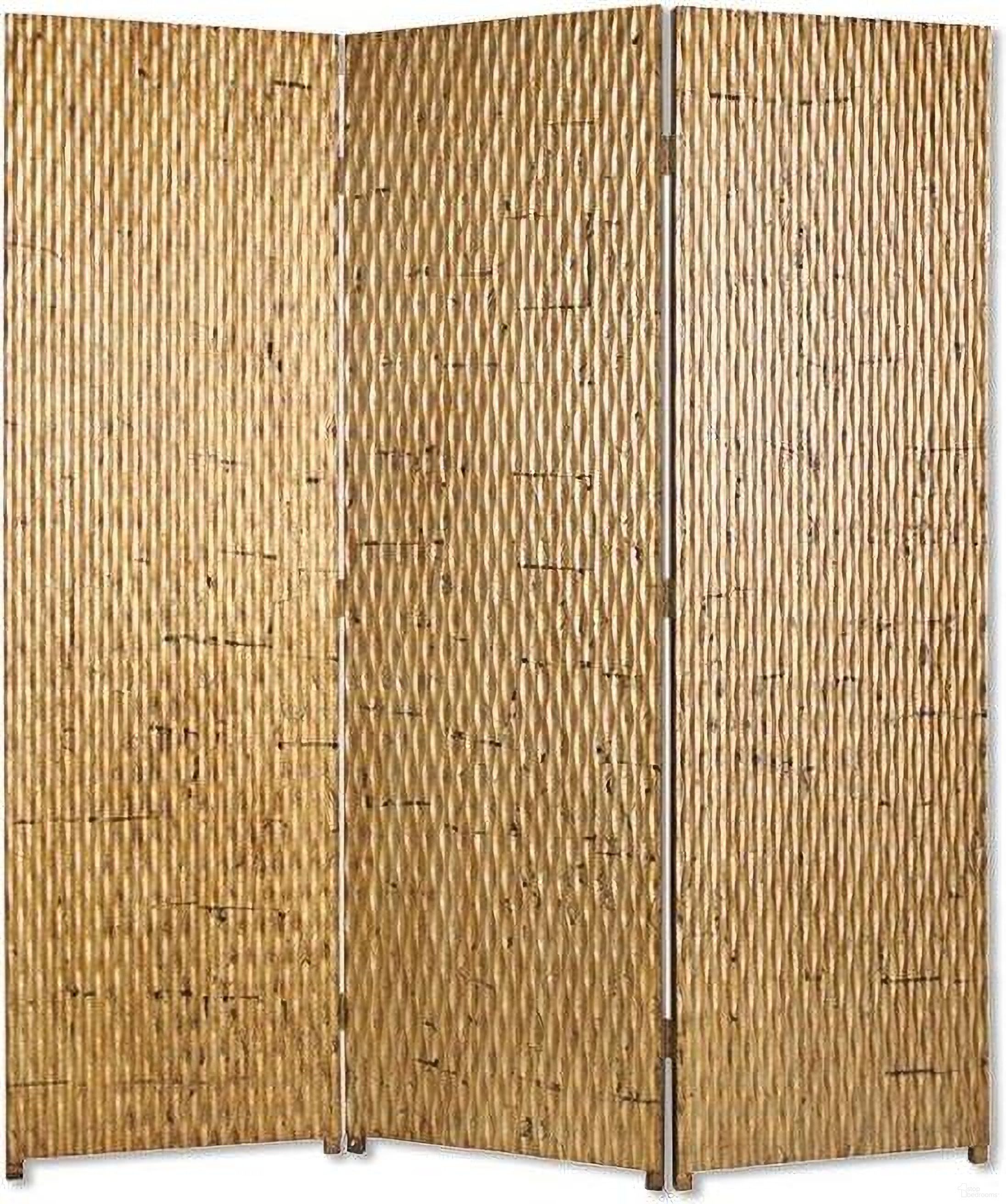 Homeroots Gold Wood 3 Panel Screen