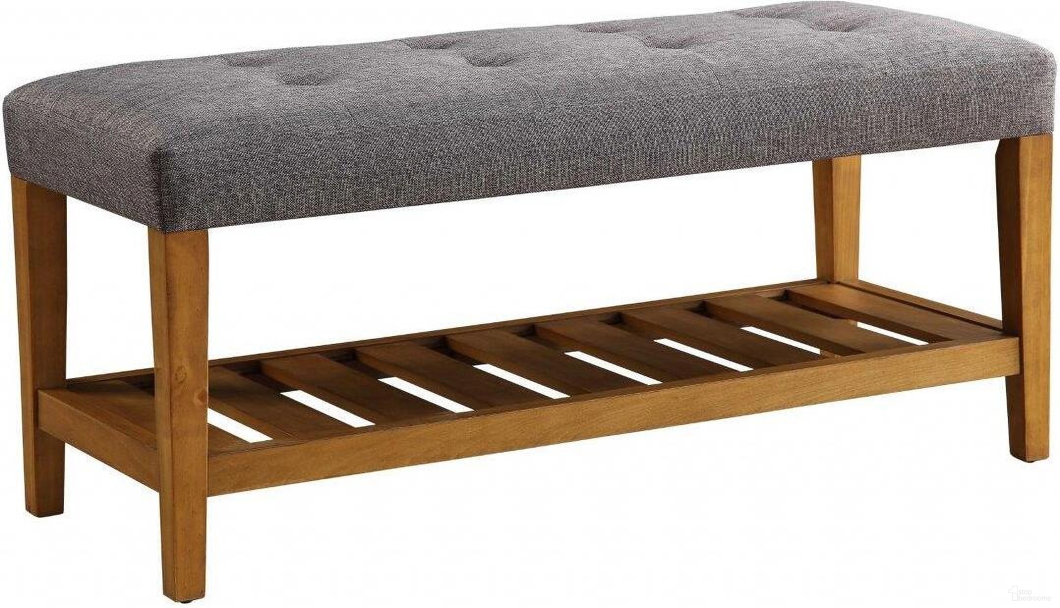 The appearance of Homeroots Gray And Oak Simple Bench designed by Homeroots in the modern / contemporary interior design. This dark gray piece of furniture was selected by 1StopBedrooms from to add a touch of cosiness and style into your home. Sku: 286432. Material: Polyester.