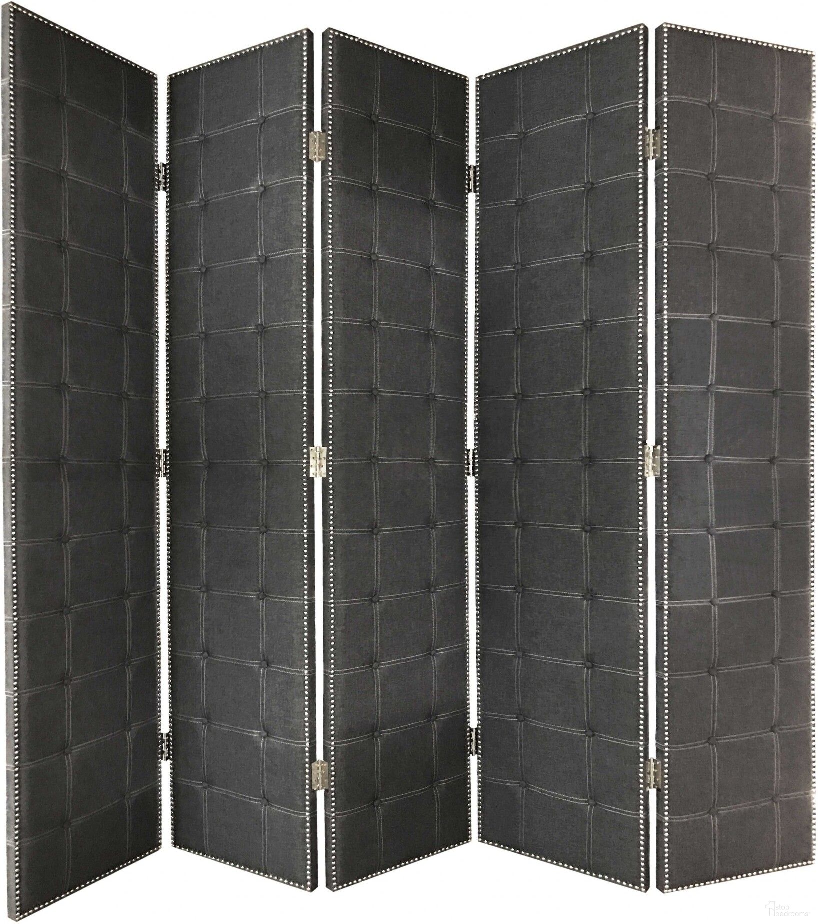 Homeroots Gray Fabric And Wood Double Sided Screen