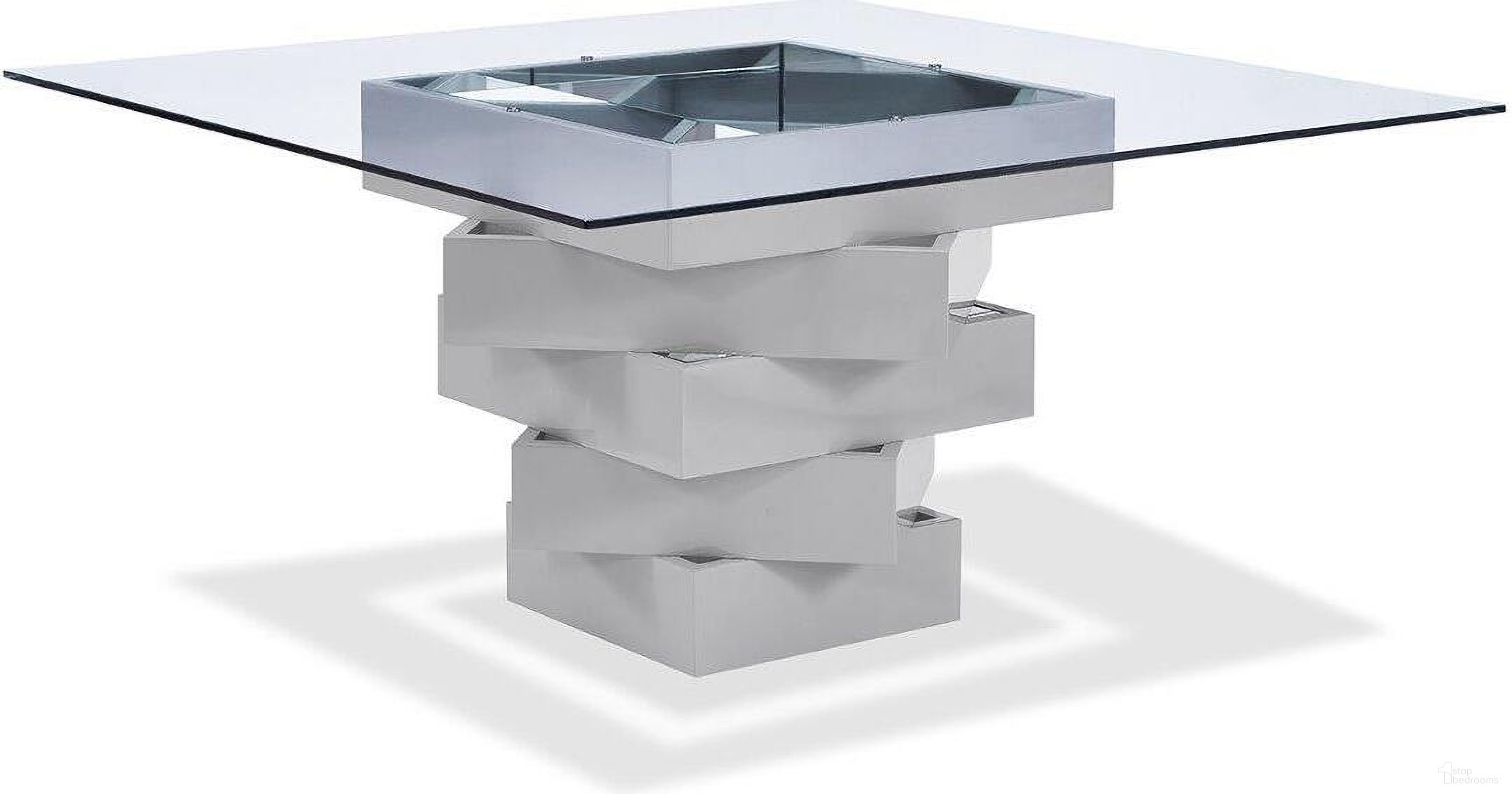 The appearance of Homeroots Gray Glass Dining Table designed by Homeroots in the modern / contemporary interior design. This gray piece of furniture  was selected by 1StopBedrooms from  to add a touch of cosiness and style into your home. Sku: 320783. Table Base Style: Pedestal. Table Top Shape: Square. Material: Wood Veneer. Size: 59" x 59".