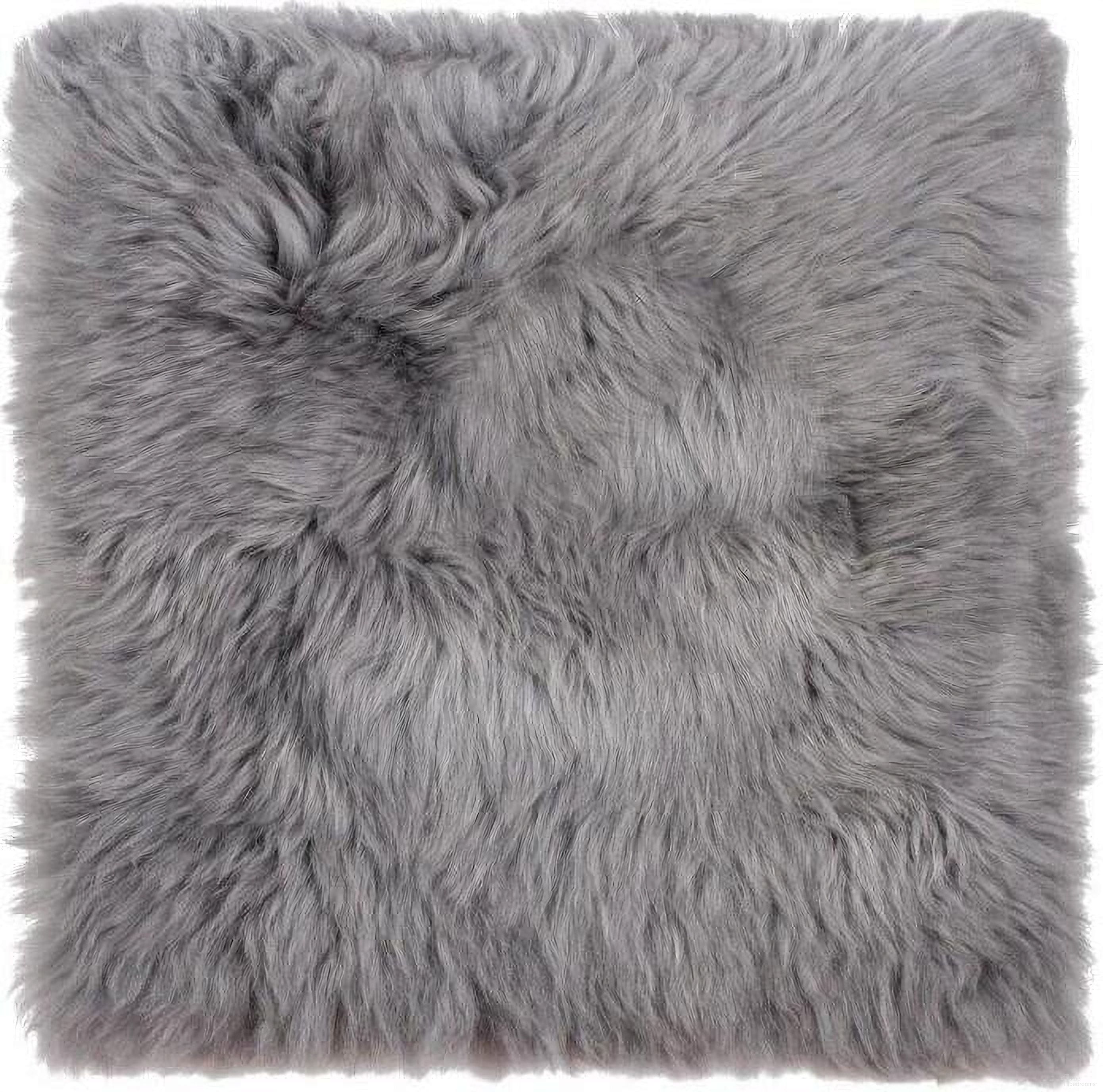 Homeroots Gray Sheepskin Seat And Chair Cover