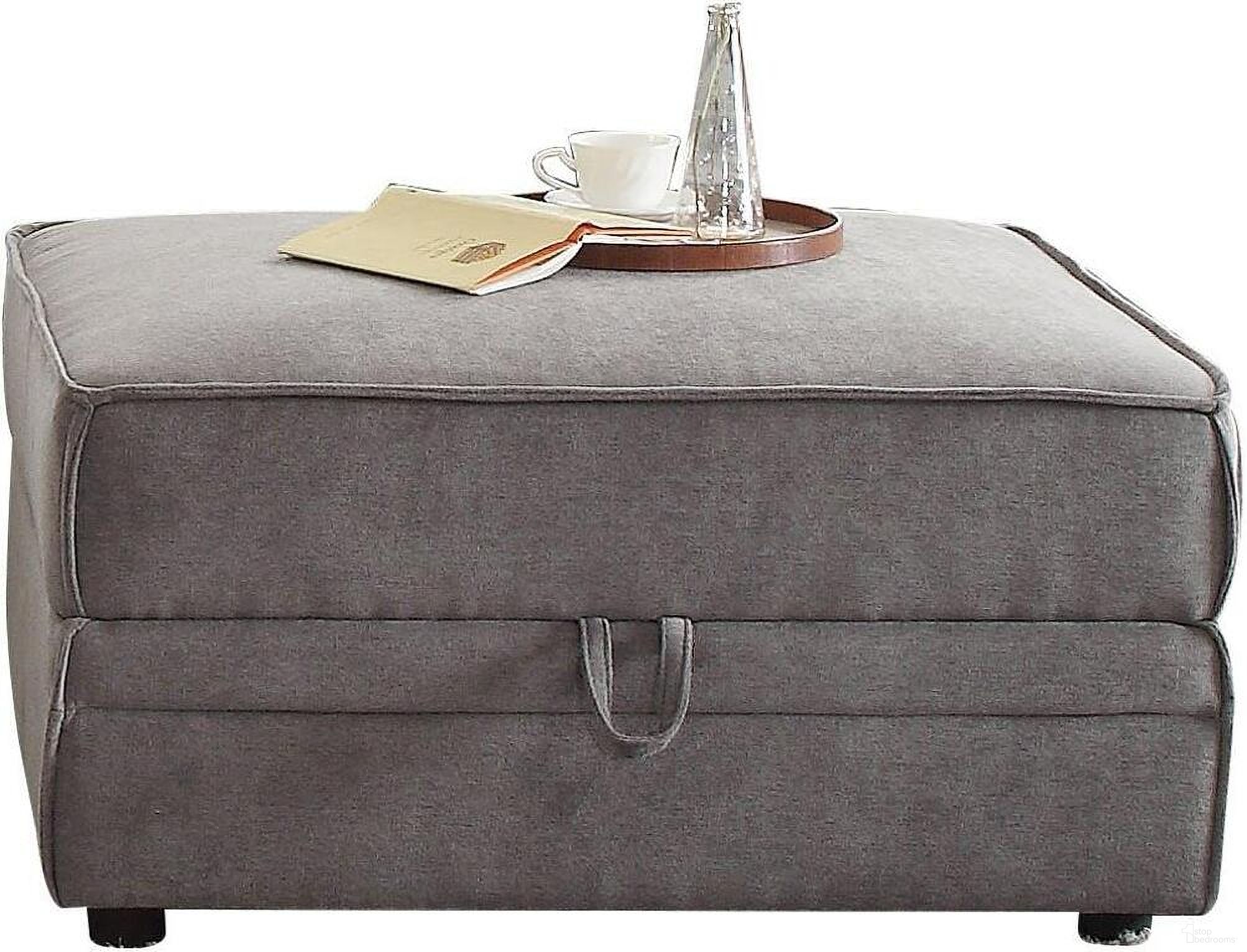 The appearance of Homeroots Gray Velvet Ottoman With Storage designed by Homeroots in the transitional interior design. This gray velvet piece of furniture  was selected by 1StopBedrooms from  to add a touch of cosiness and style into your home. Sku: 285968. Material: Velvet.