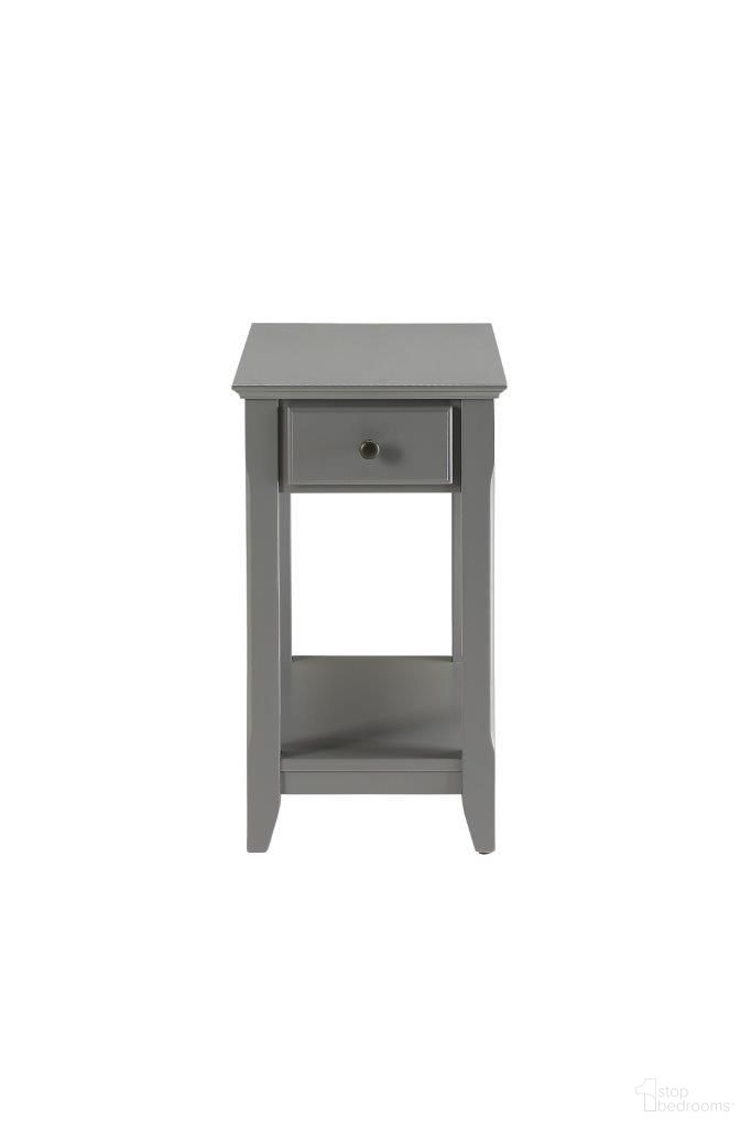 The appearance of Homeroots Gray Wood Veneer Side Table 286315 designed by Homeroots in the traditional interior design. This gray piece of furniture  was selected by 1StopBedrooms from  to add a touch of cosiness and style into your home. Sku: 286315. Material: MDF.