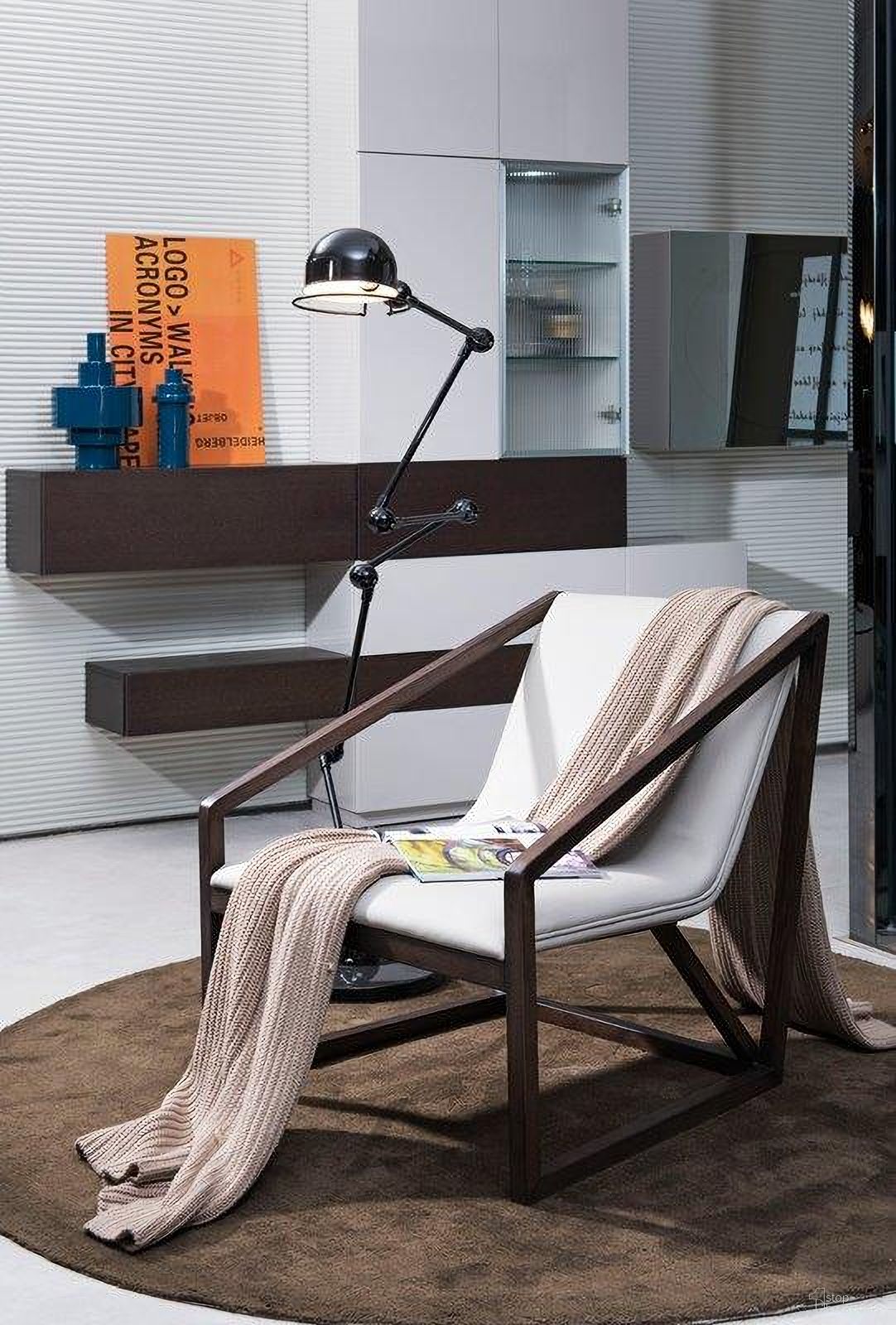 The appearance of Homeroots Grey Eco Leather Lounge Chair 284462 designed by Homeroots in the modern / contemporary interior design. This grey piece of furniture  was selected by 1StopBedrooms from  to add a touch of cosiness and style into your home. Sku: 284462. Material: Leather.