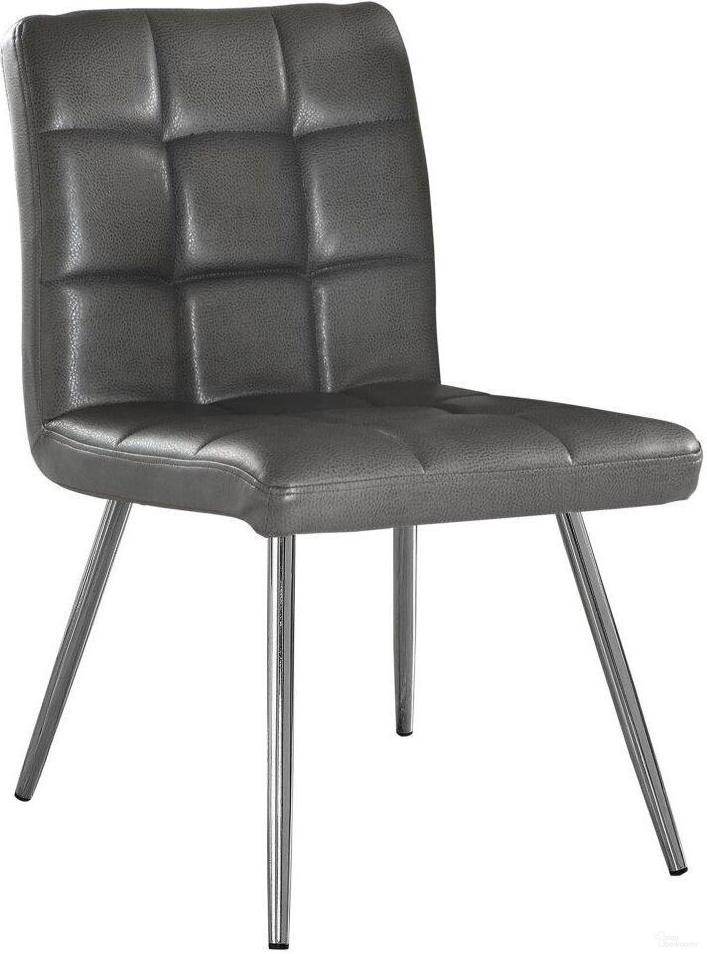 Homeroots Grey Foam Metal Polyurethane Leather Look Dining Chairs 2 Pcs