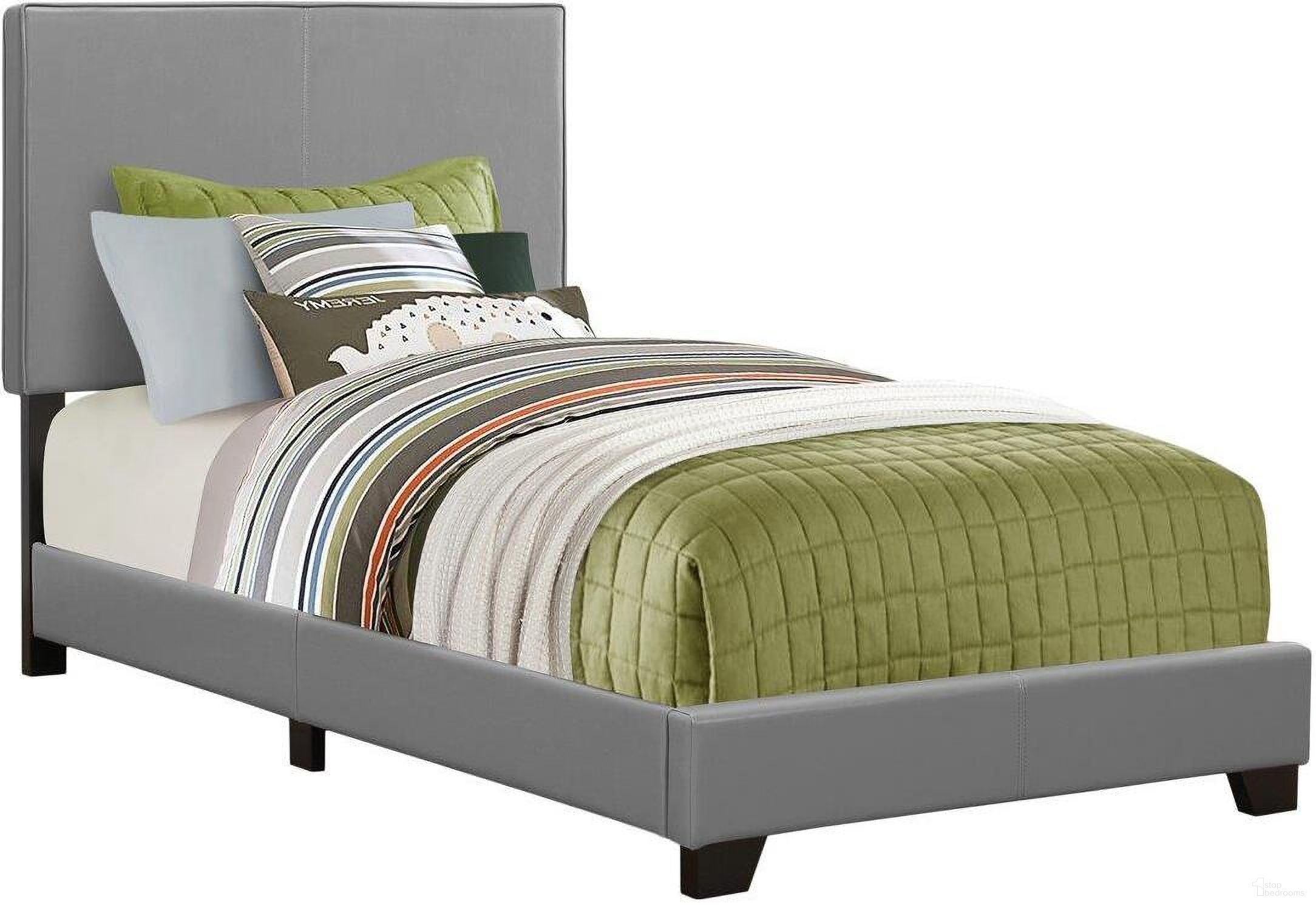 Homeroots Grey Foam Solid Wood Leather Look Twin Size Bed 333283