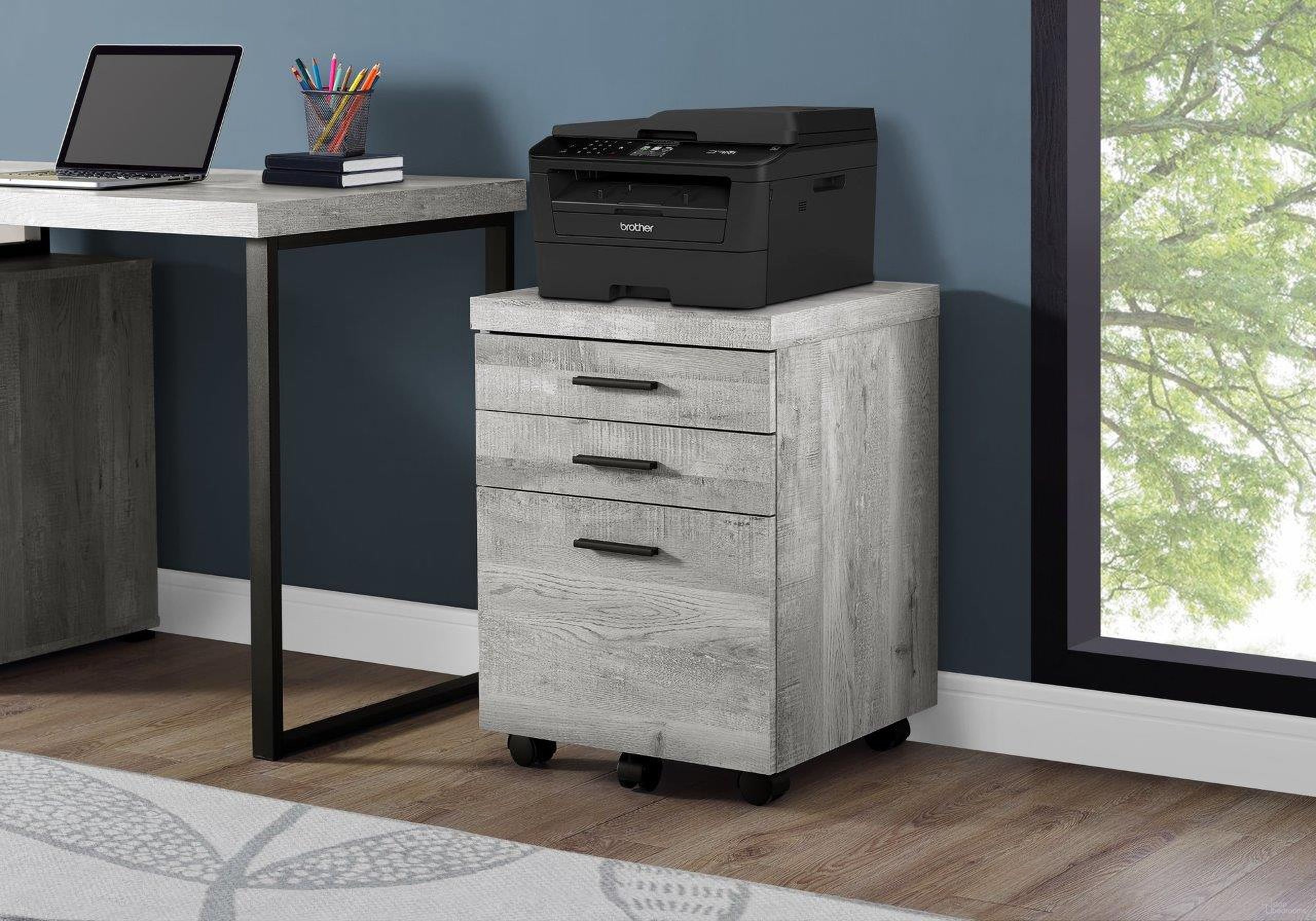 Homeroots Grey Particle Board And Mdf Filing Cabinet With 3 Drawers