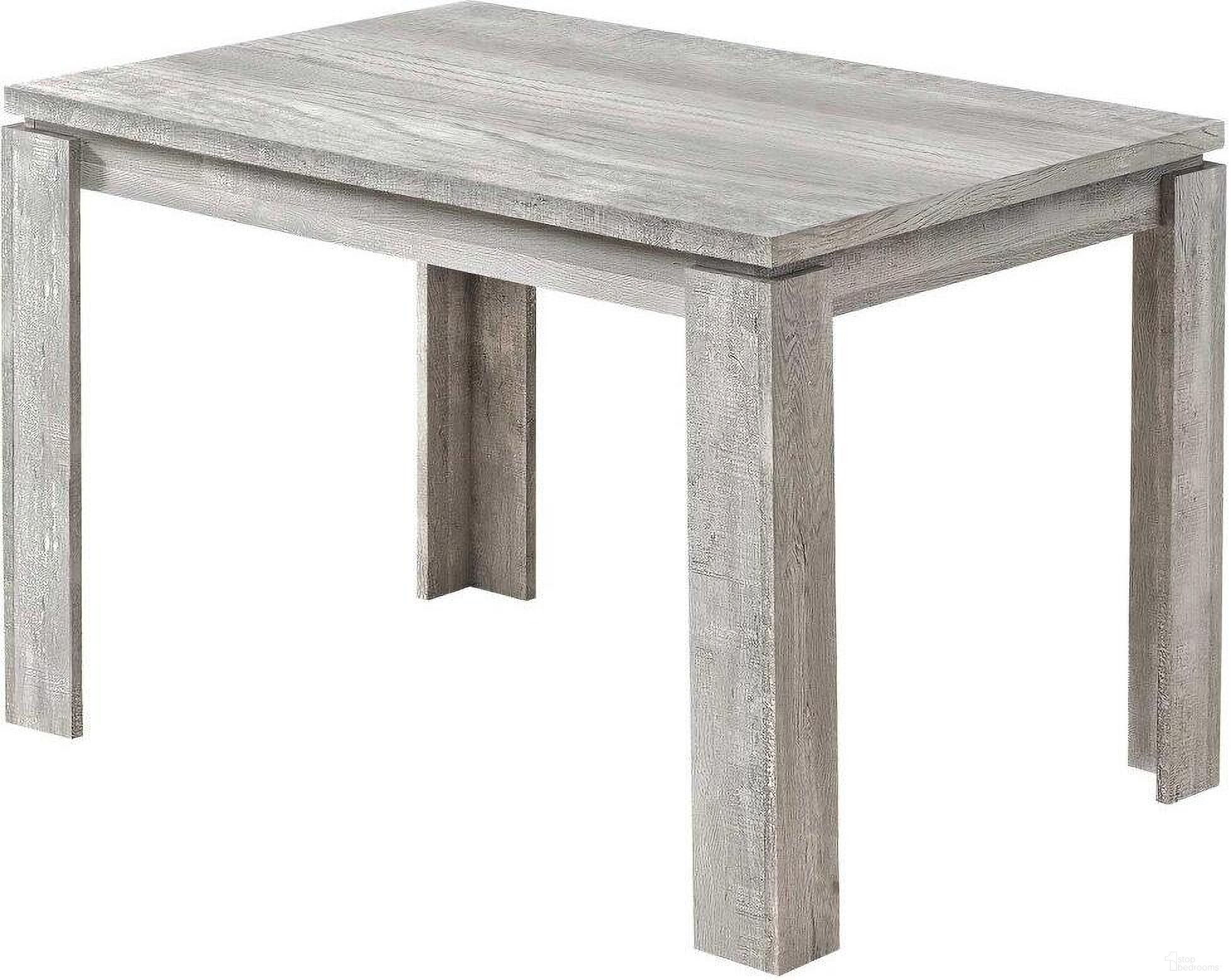 The appearance of Homeroots Grey Reclaimed Wood Look Dining Table 366055 designed by Homeroots in the modern / contemporary interior design. This grey piece of furniture  was selected by 1StopBedrooms from  to add a touch of cosiness and style into your home. Sku: 366055. Table Base Style: Legs. Table Top Shape: Square. Material: MDF. Size: 32" x 47".